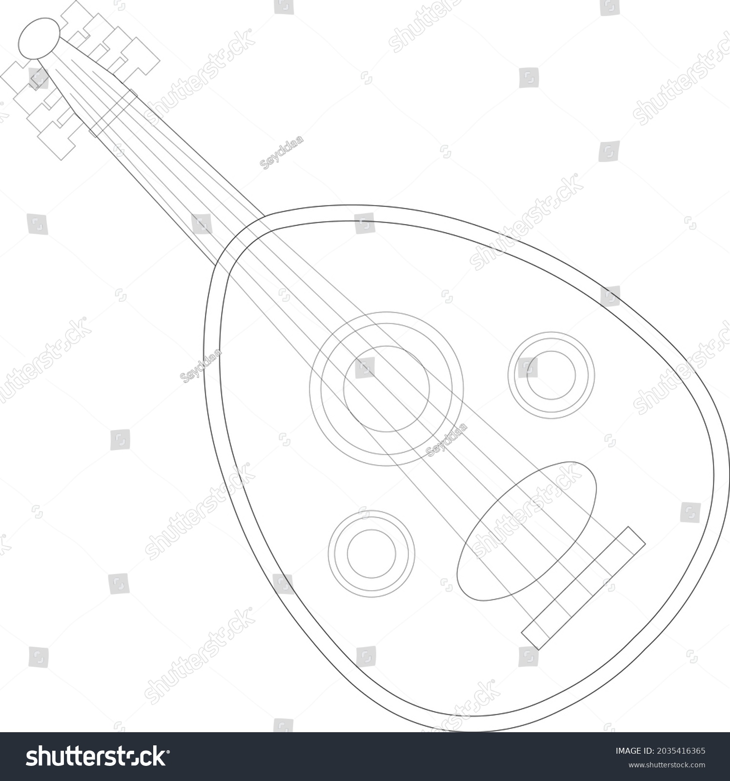 Oud Turkish Musical Instrument Vectorel Drawing Stock Vector (Royalty ...