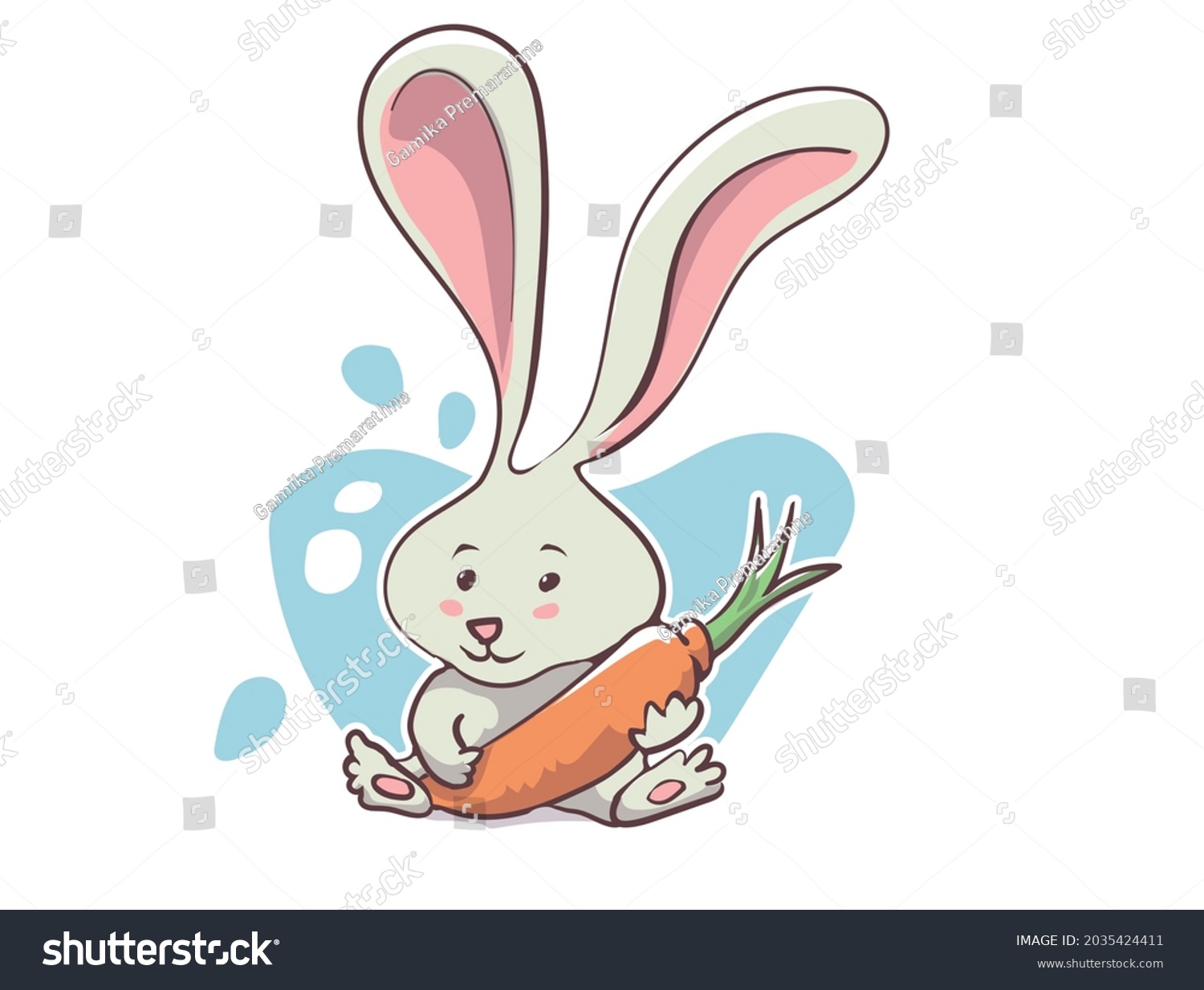 Rabbit Cute Cartoon Bunny Art Stock Illustration 2035424411 | Shutterstock