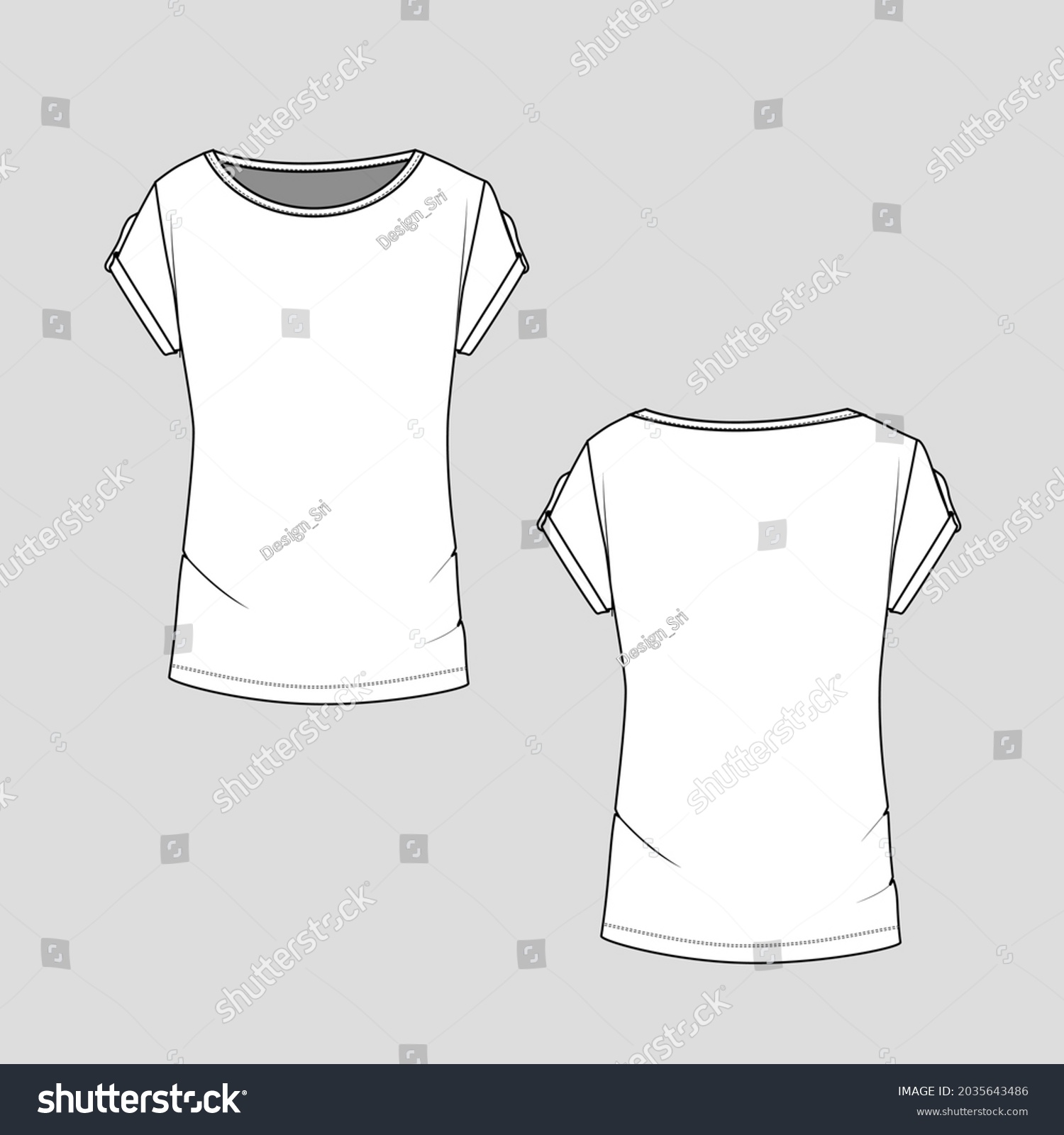 Womens Tshirt Boat Neck Short Sleeve Stock Vector (Royalty Free ...