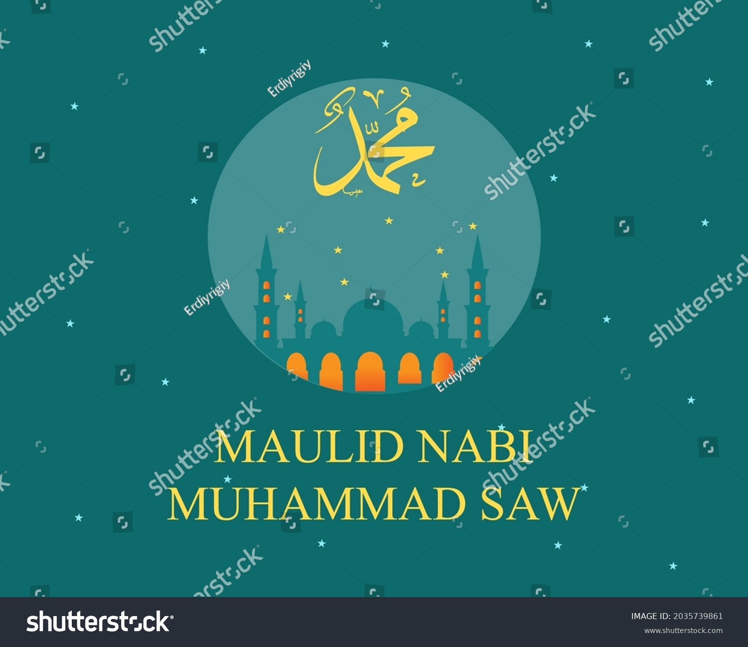 Vector Commemorating Birthday Prophet Muhammad Perfect Stock Vector ...