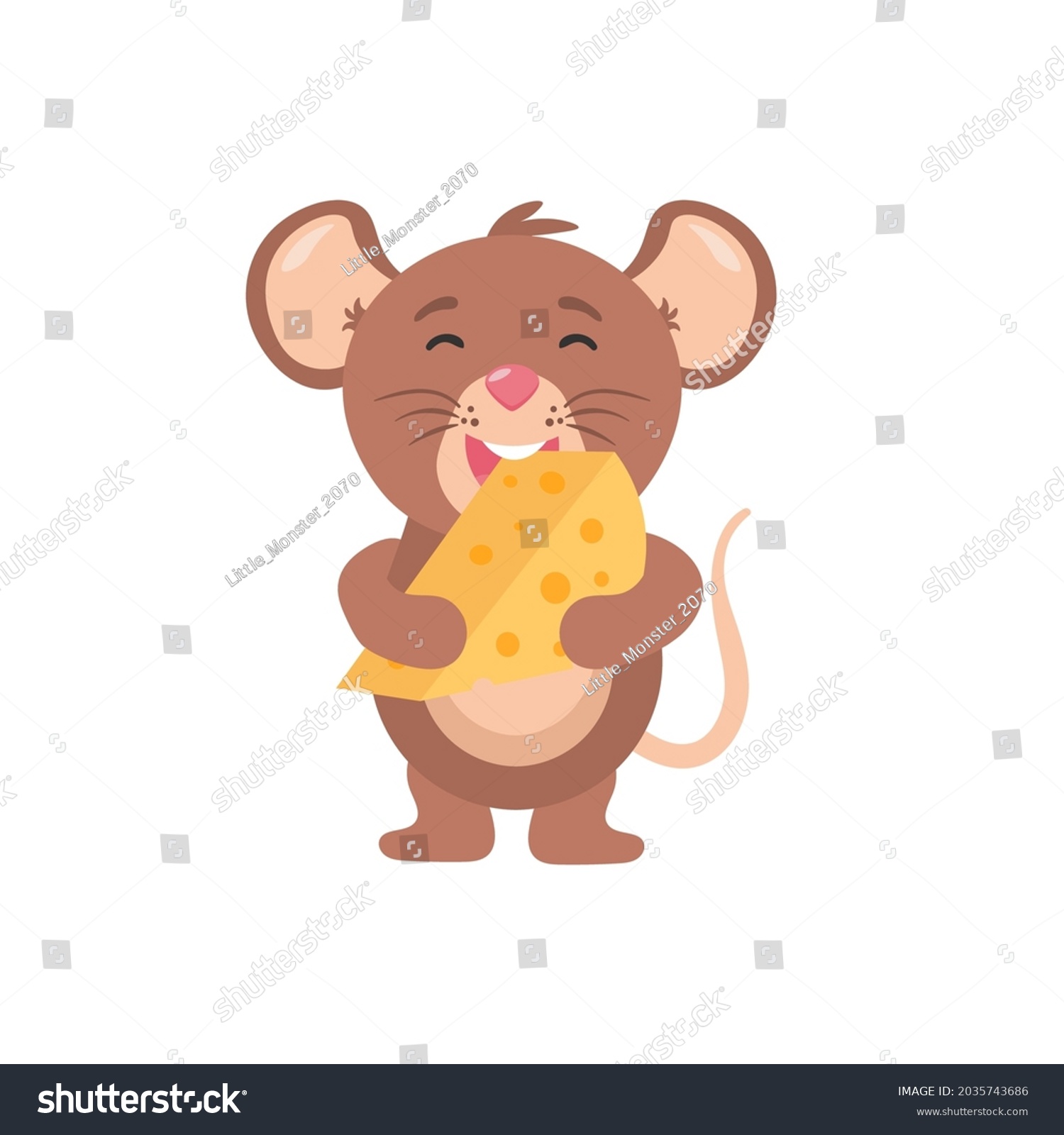 Set Cute Mice On White Background Stock Vector (Royalty Free