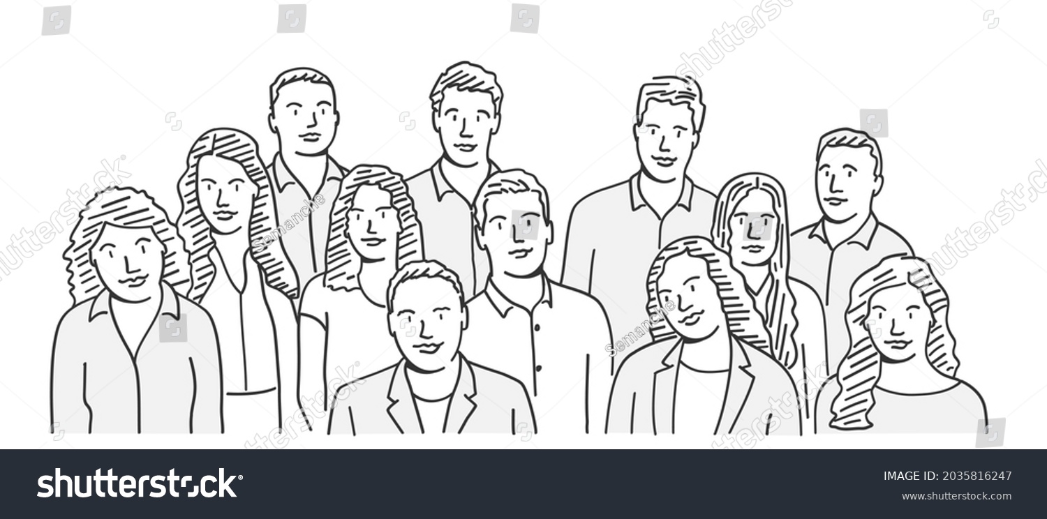 Team Employees Group Community Hand Drawn Stock Vector (Royalty Free ...