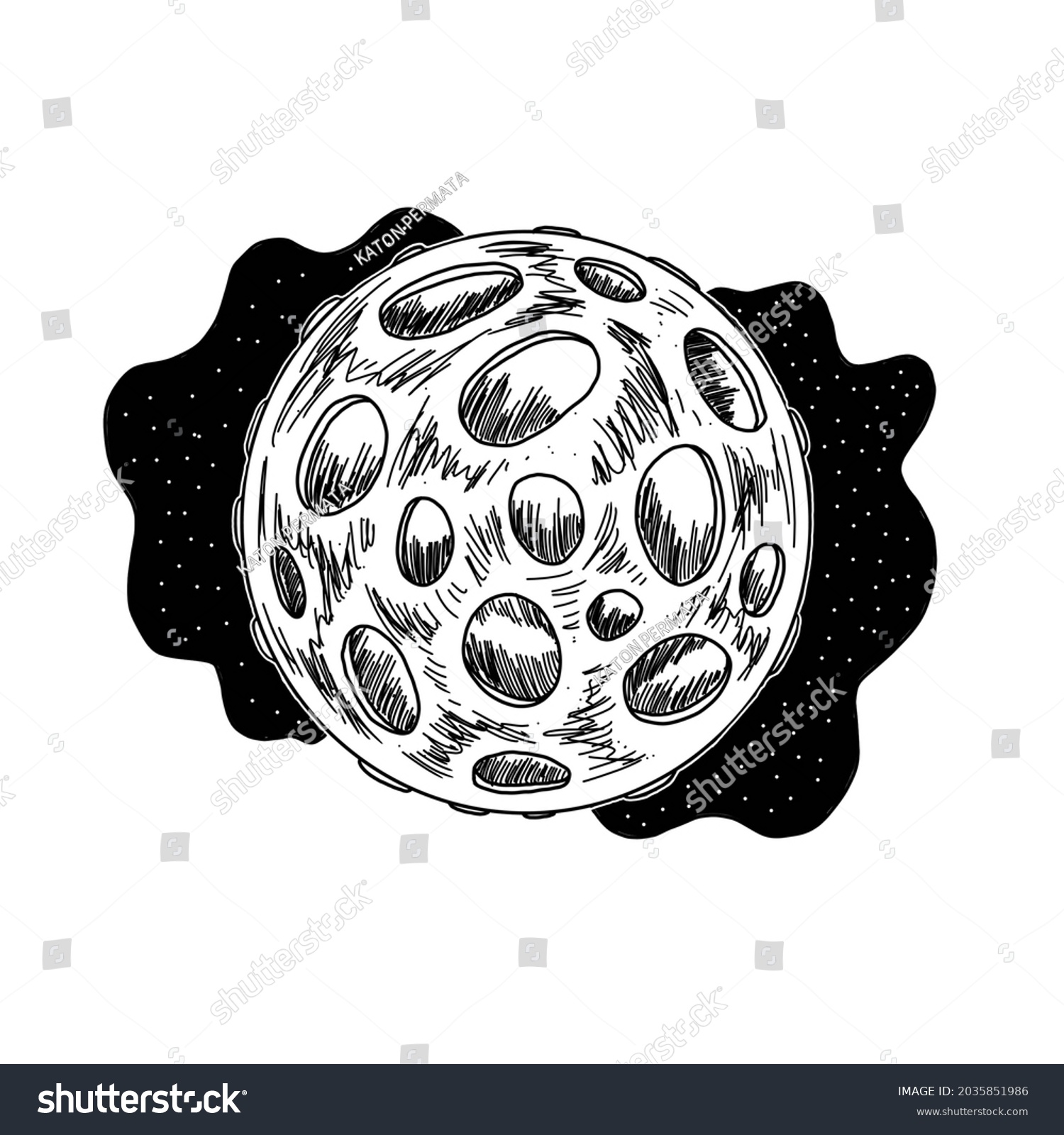 Big Full Moon Black White Illustration Stock Illustration 2035851986 ...