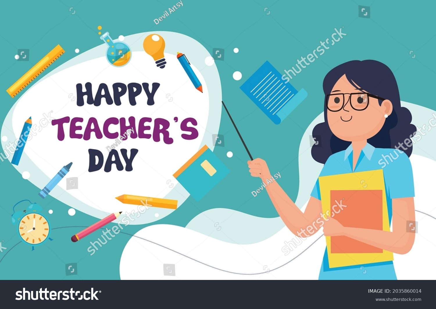 Happy Teachers Day Vector Illustration School Stock Vector (Royalty ...