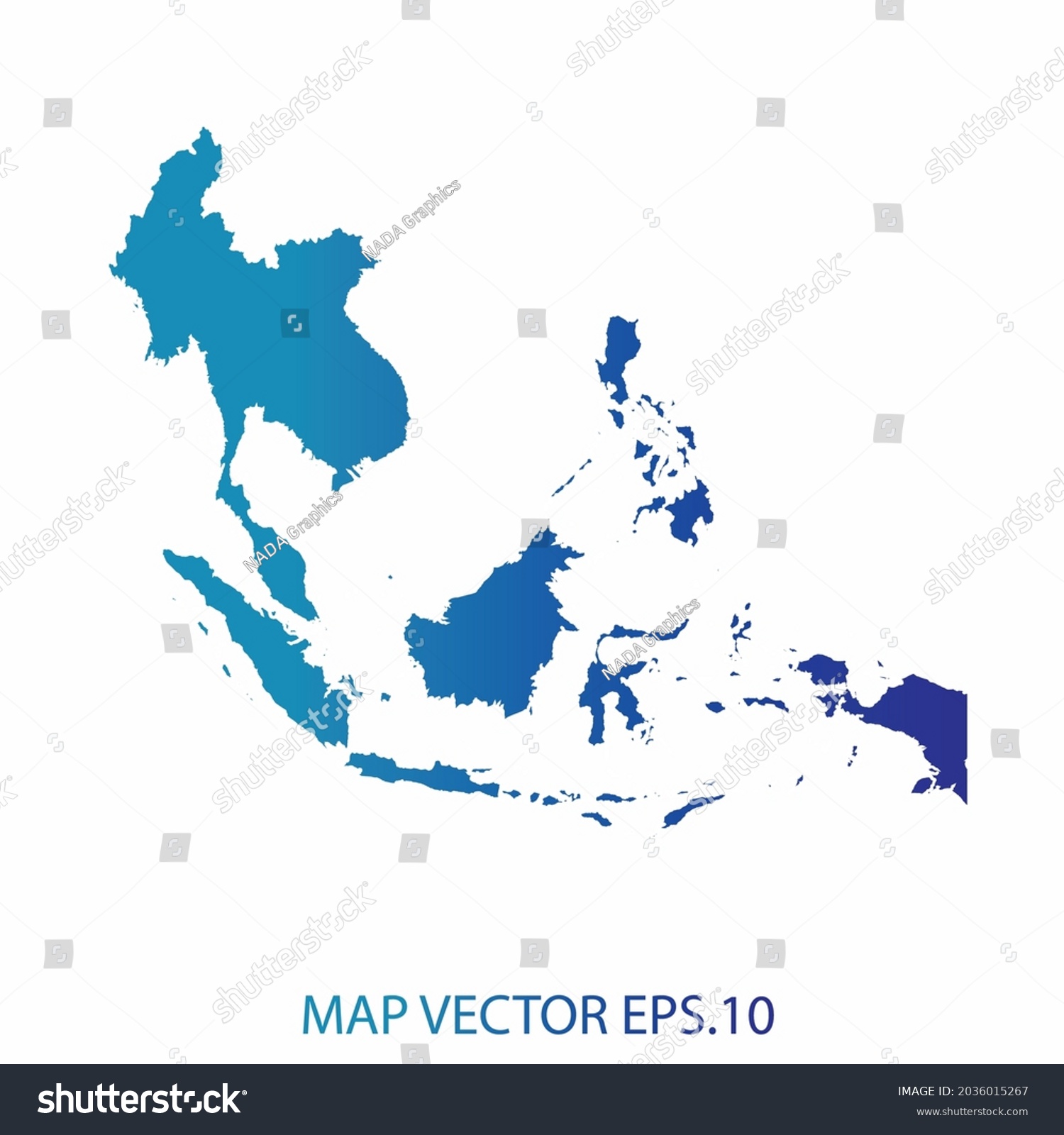 Southeast Asia Map Blue Gradient Color Stock Vector (Royalty Free ...