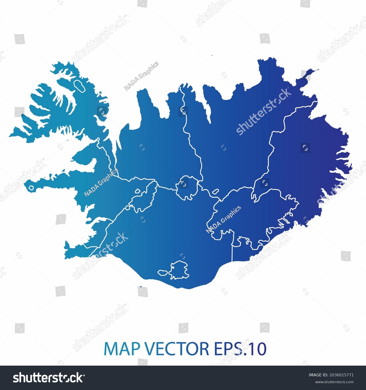 Iceland Map Blue Gradient Color Infographic Stock Vector (Royalty Free ...