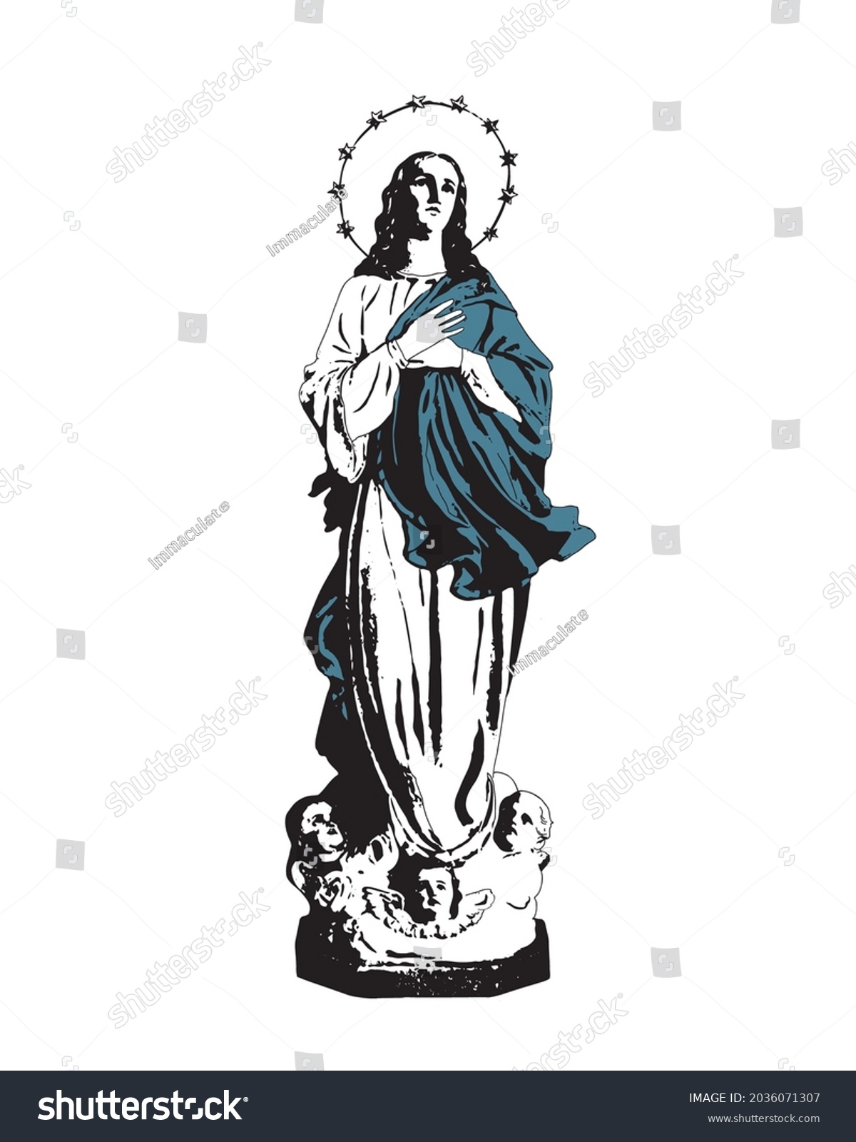 Assumption Our Lady Illustration Virgin Mary Stock Vector (Royalty Free ...