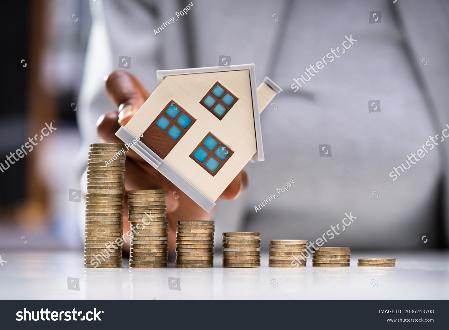 Real Estate Property Value Decrease Price Stock Photo 2036243708