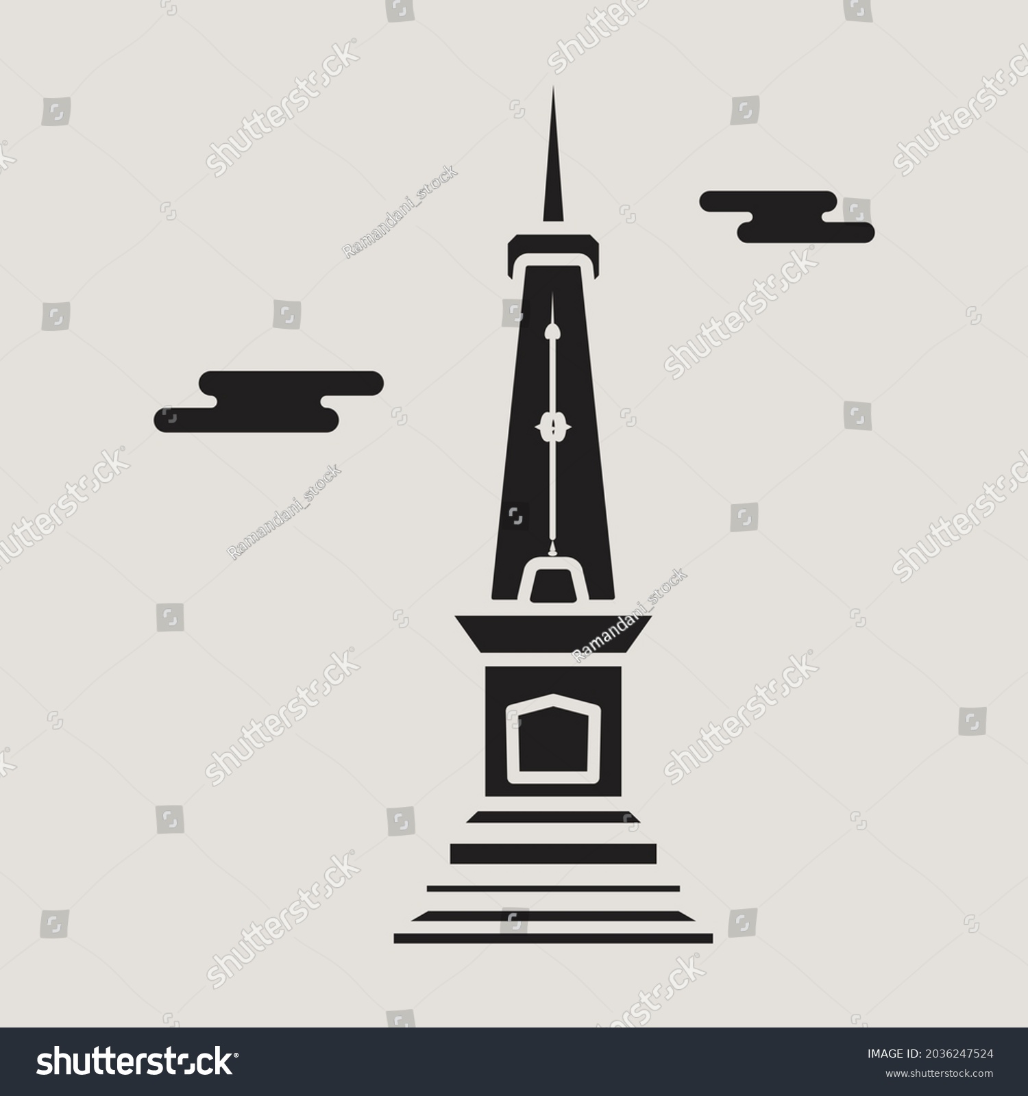 Flat Vector Illustration Silhouette Historic Building Stock Vector ...