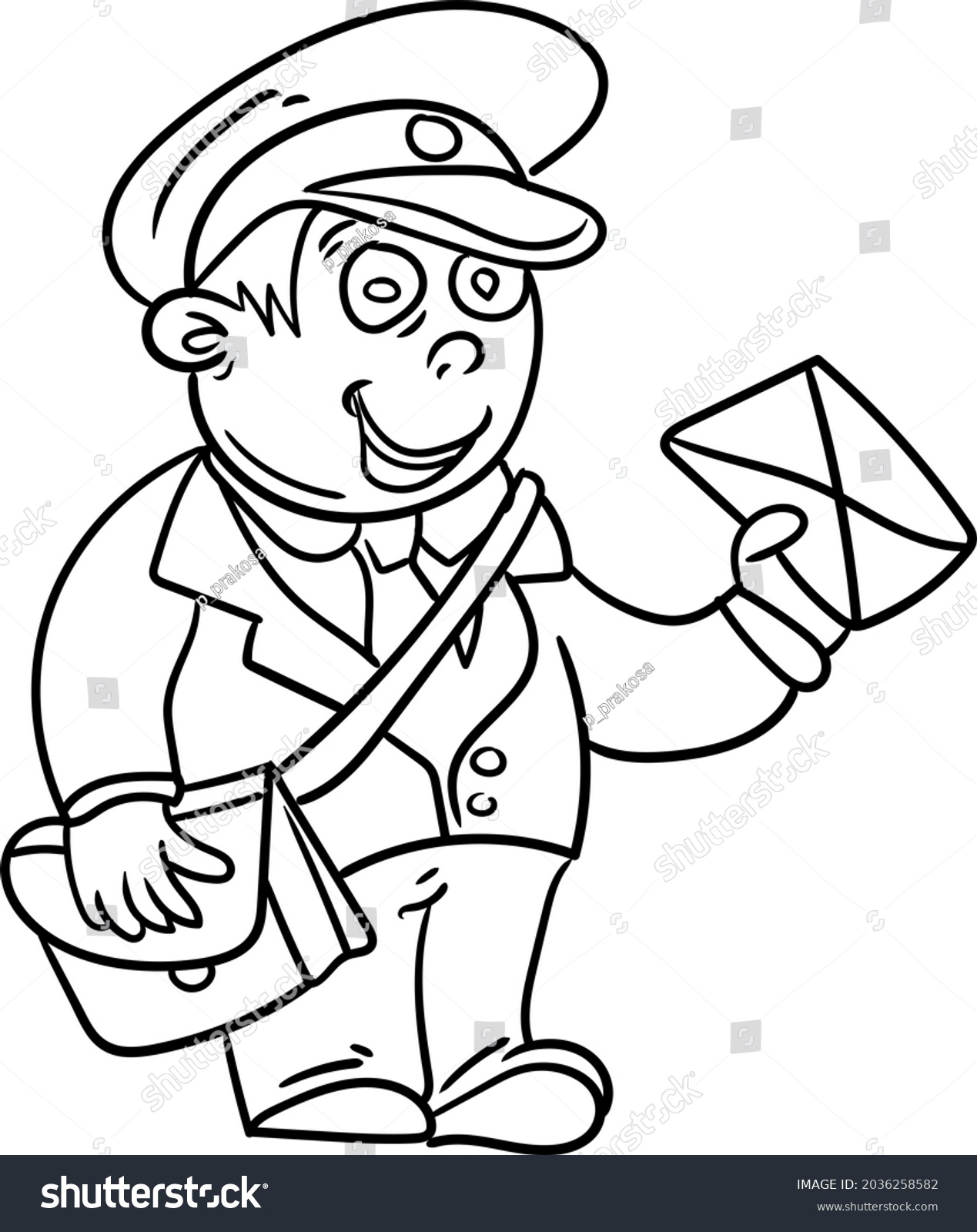 Professions Series Coloring Book Kids Postman Stock Illustration ...