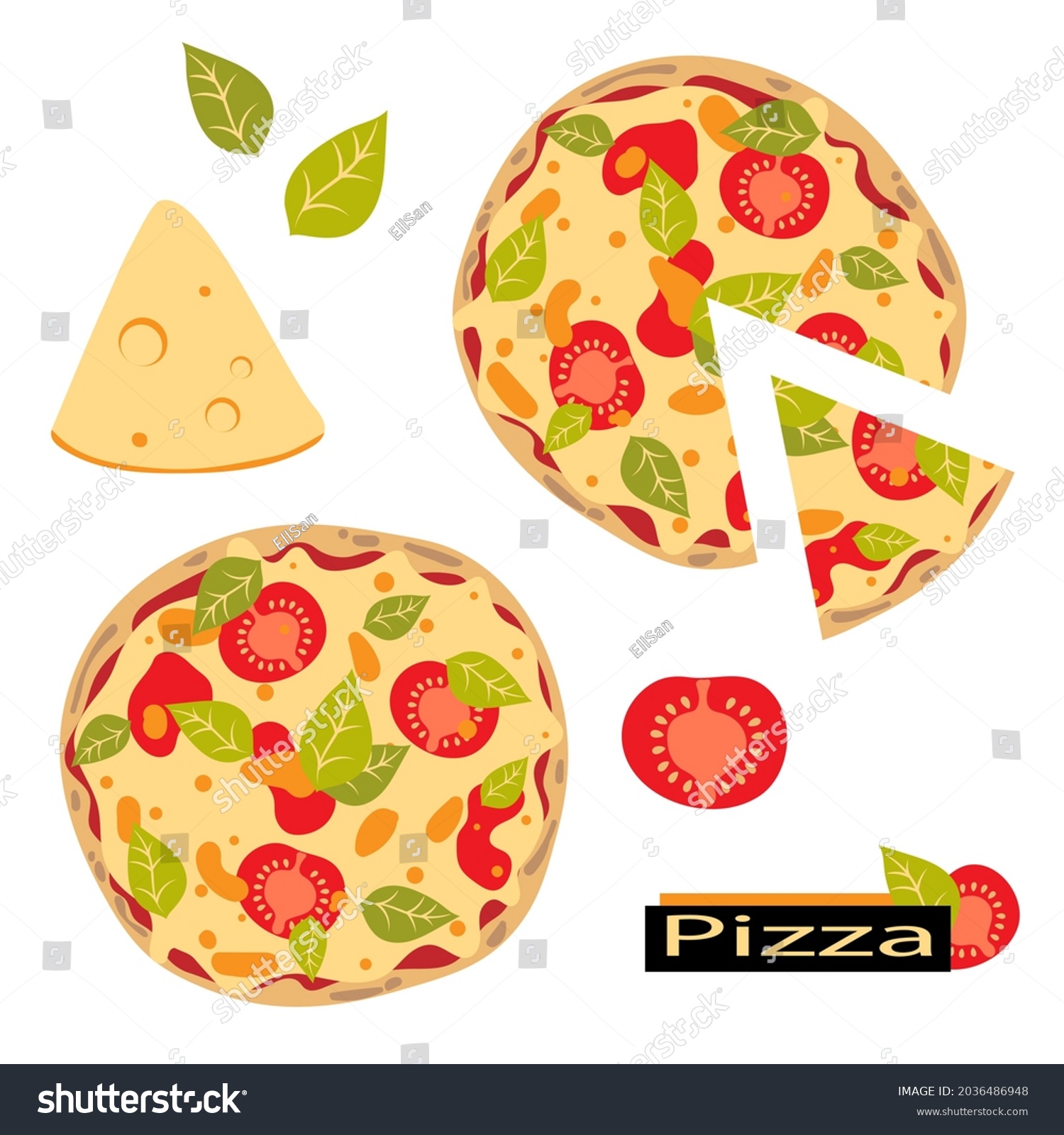 Whole Sliced Neapolitan Pizza Margherita Italian Stock Vector (Royalty ...