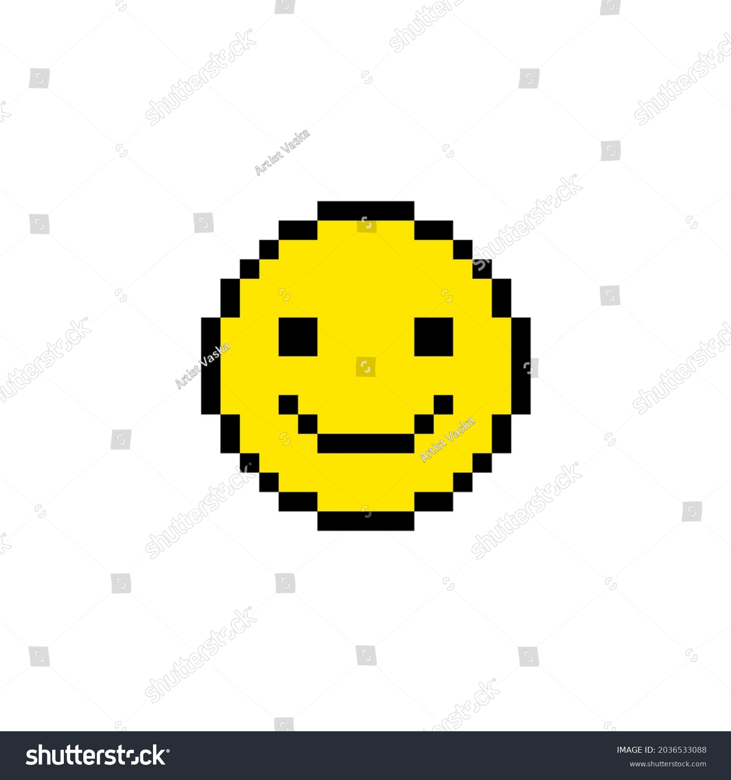 8 Bit Pixel Yellow Circle Smile Stock Illustration 2036533088 ...