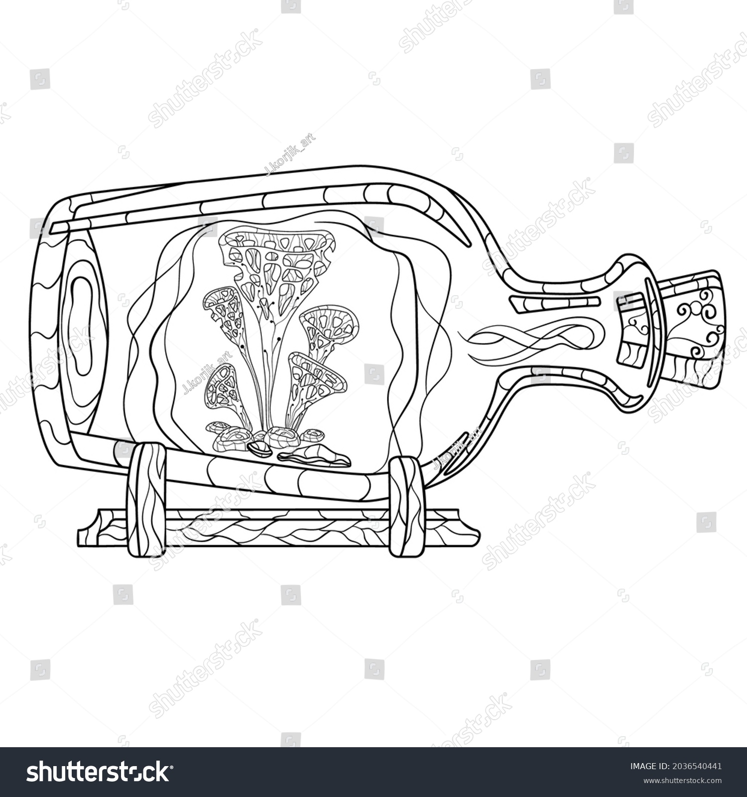 Coloring Book Magic Mushrooms Bottle Blackwhite Stock Vector (Royalty ...