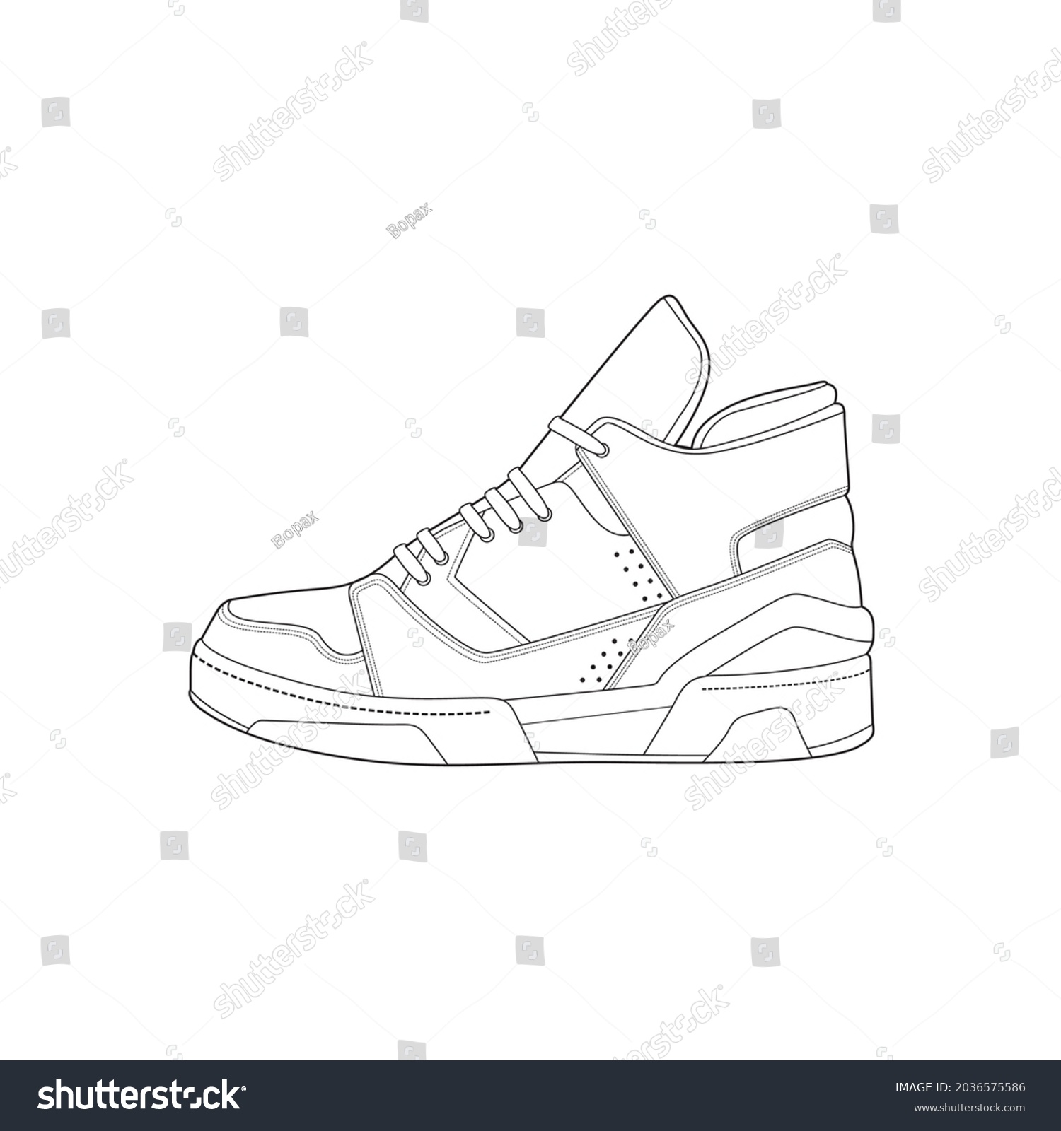 Sneaker Drawing Vector Line Art Sneakers Stock Vector (Royalty Free ...