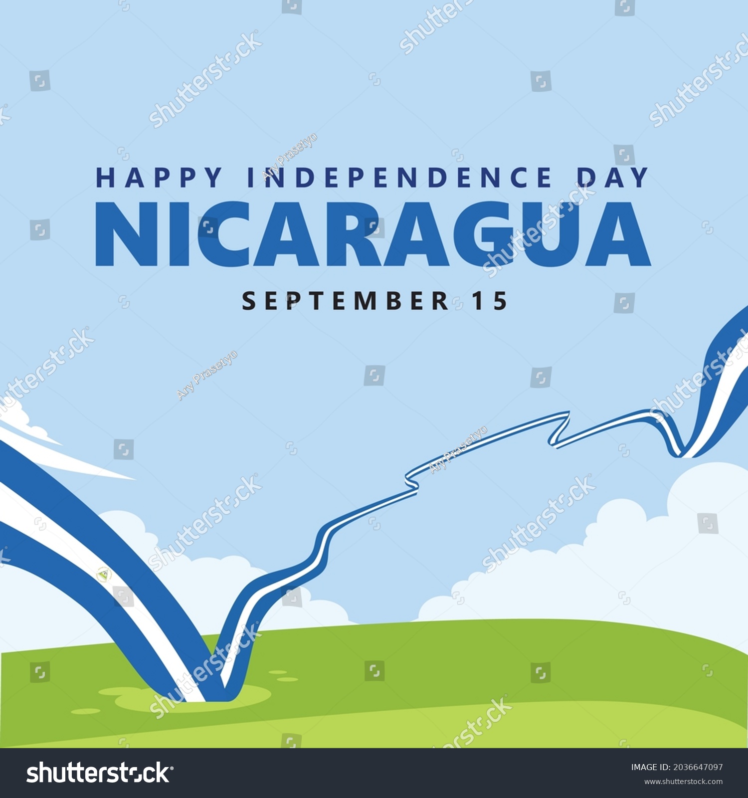 Nicaragua Independence Day Vector Illustration Long Stock Vector