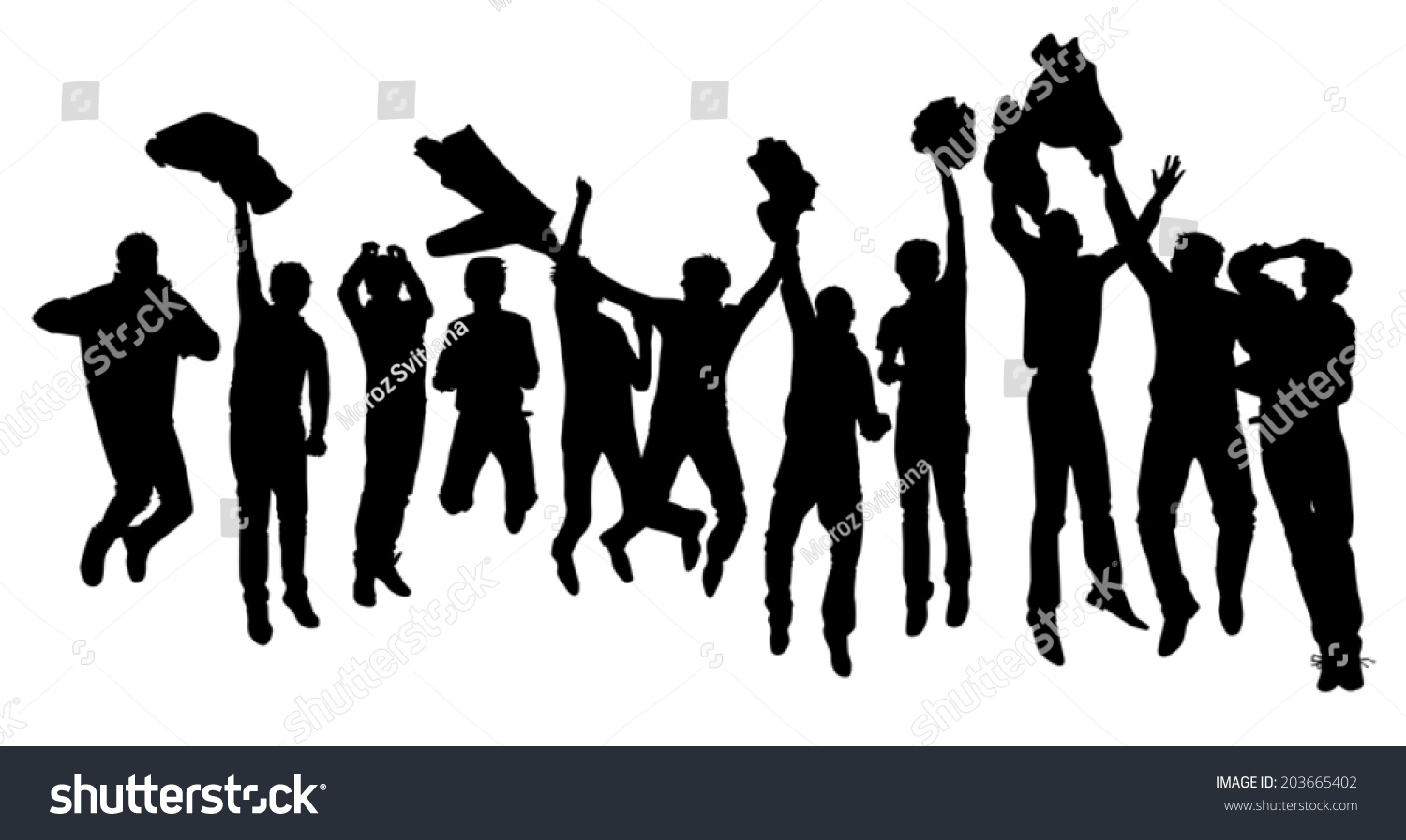 Silhouette Group Boys Jump Joy Vector Stock Vector (Royalty Free ...