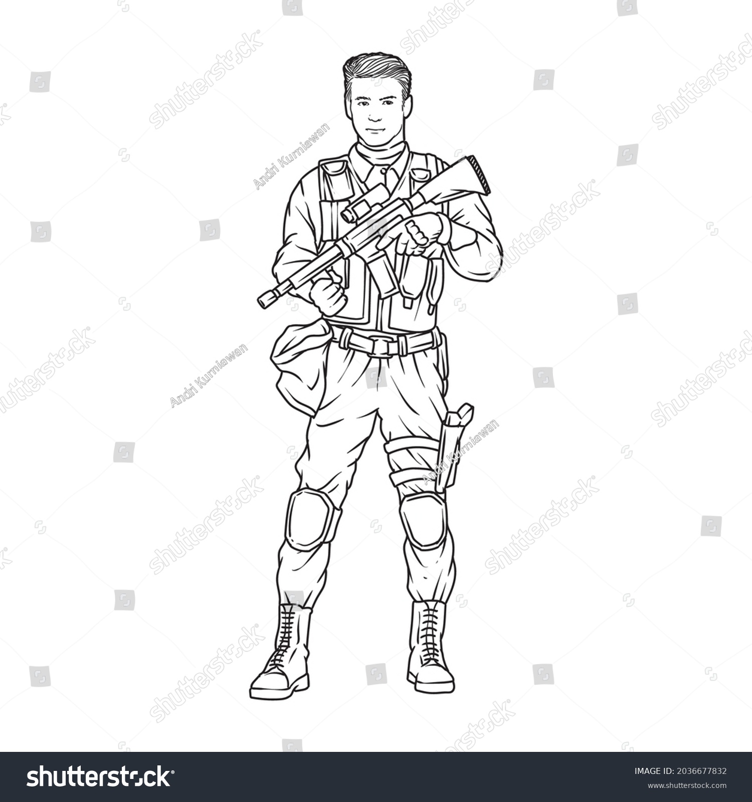 Police Troppers Soldier Line Drawing Stock Vector (Royalty Free ...