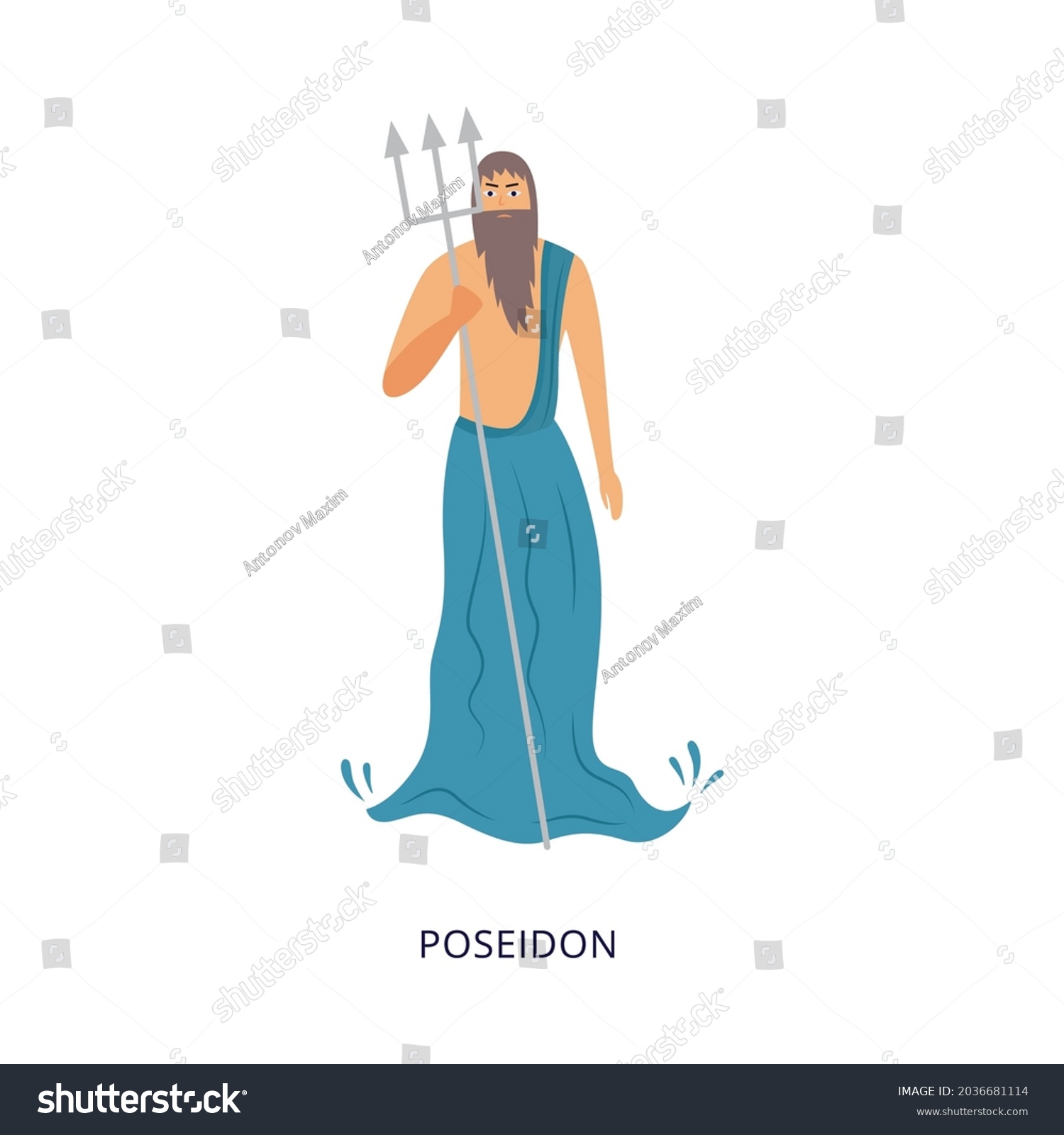 Cartoon Male Character Sea Greek God Stock Vector (Royalty Free ...