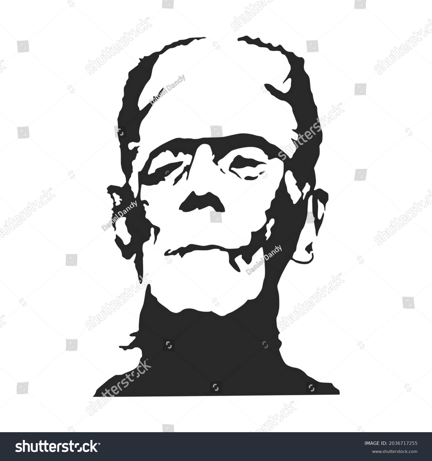 Frankenstein Silhouette Portrait Vector Illustration Stock Vector ...