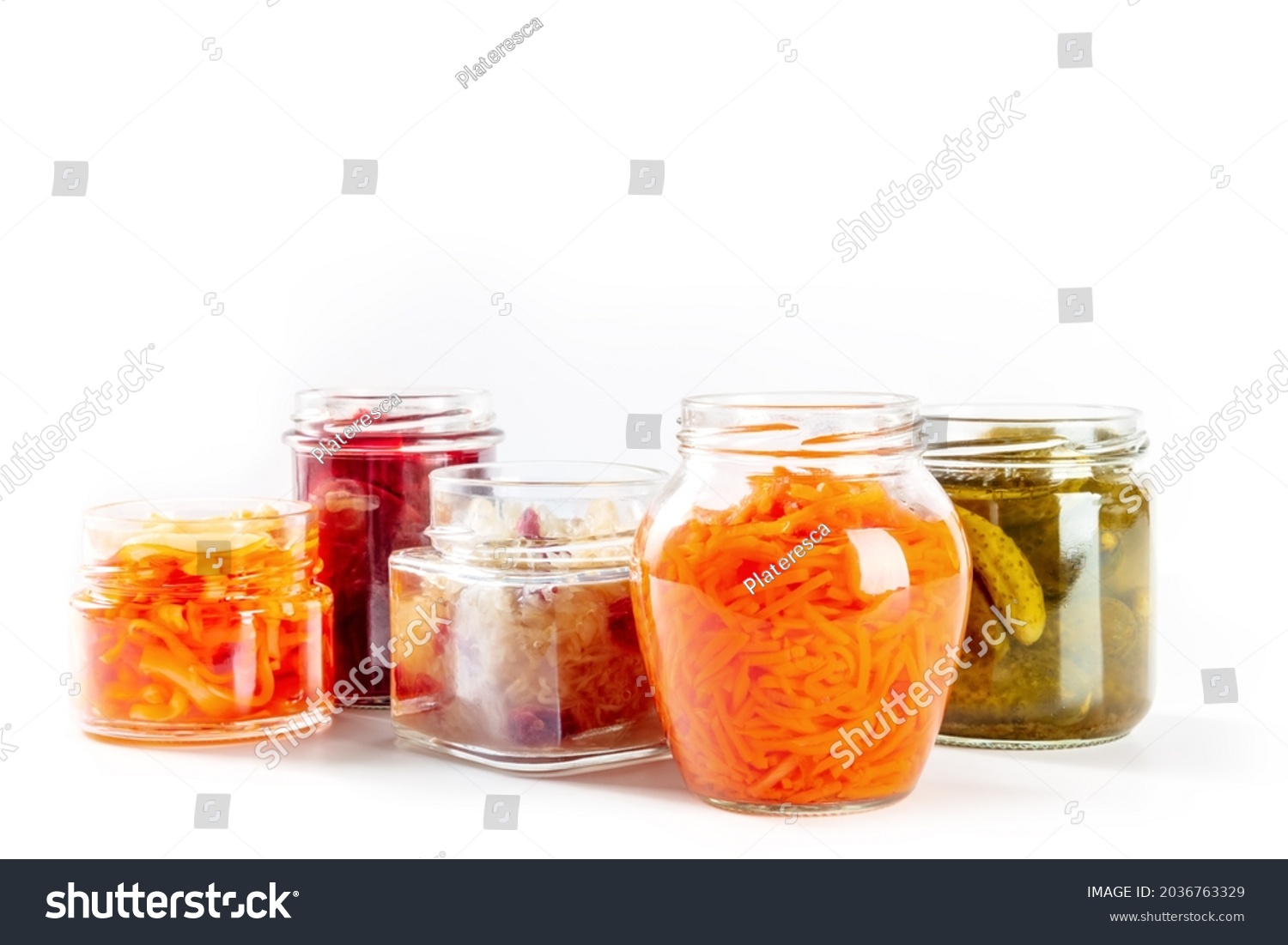 Fermented Probiotic Food On White Background Stock Photo 2036763329 ...