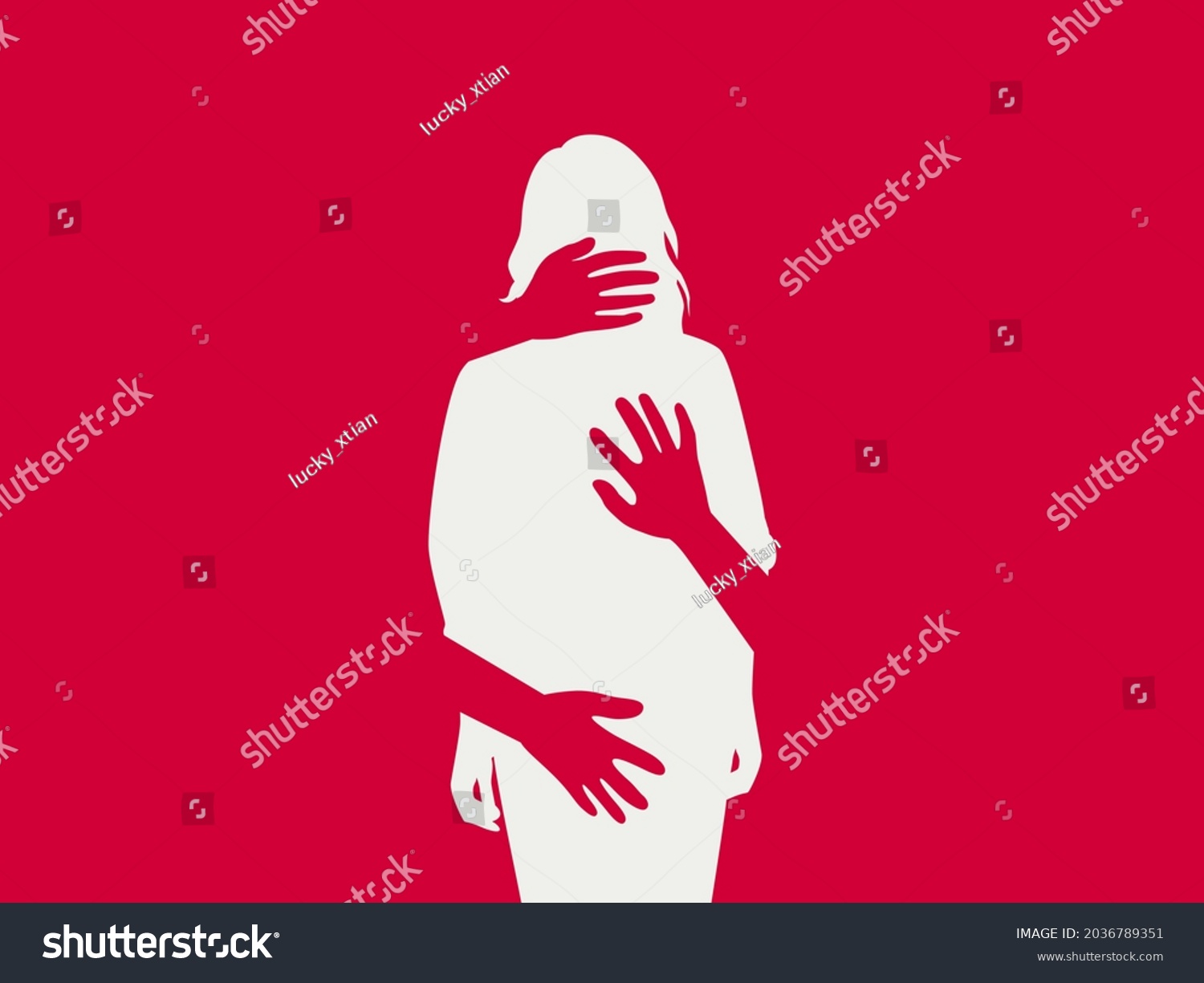 Silhouette Woman Harassment Vector Illustration Hands Stock Vector Royalty Free 2036789351 0393