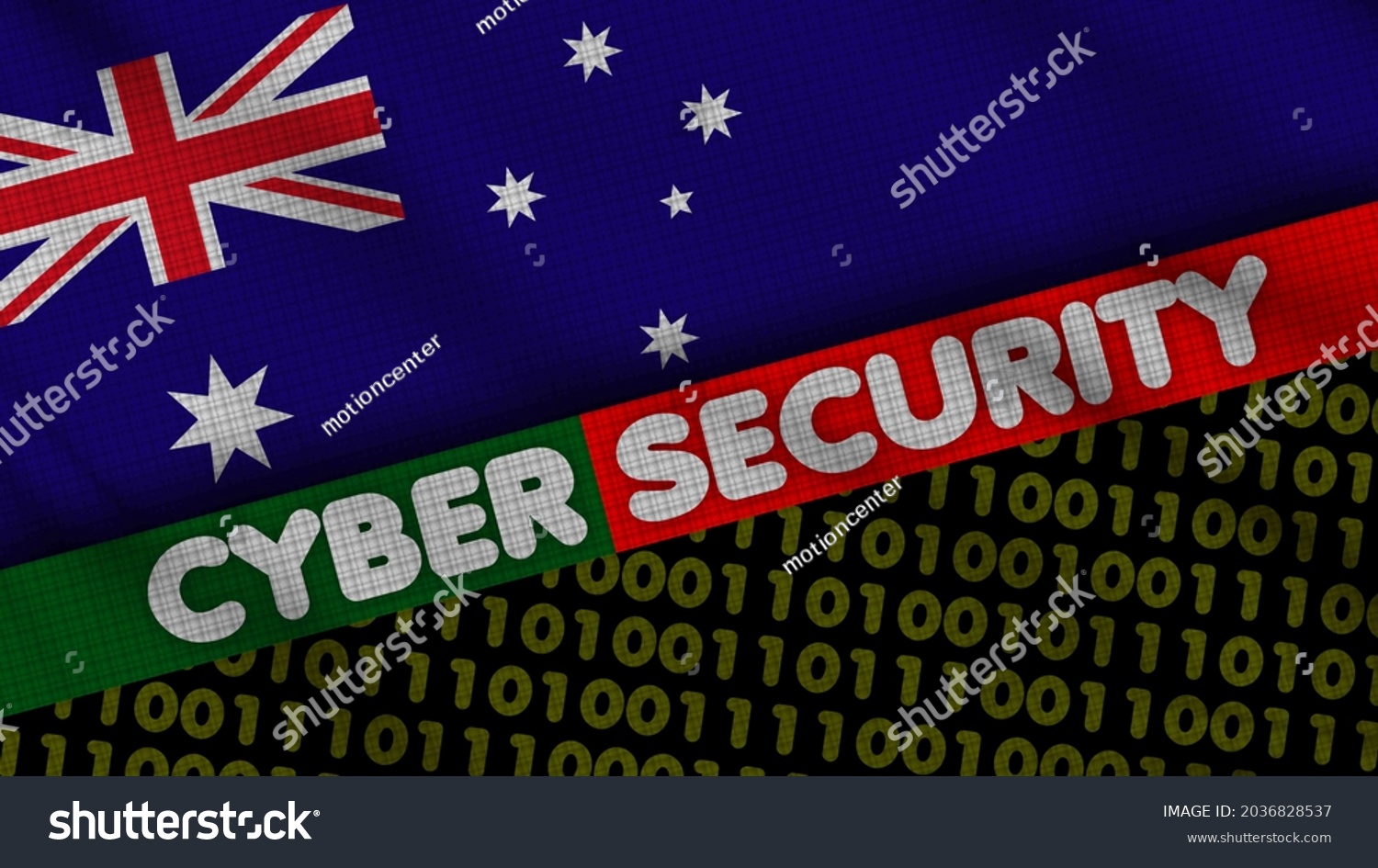 Australia Wavy Fabric Flag Cyber Security Stock Illustration 2036828537