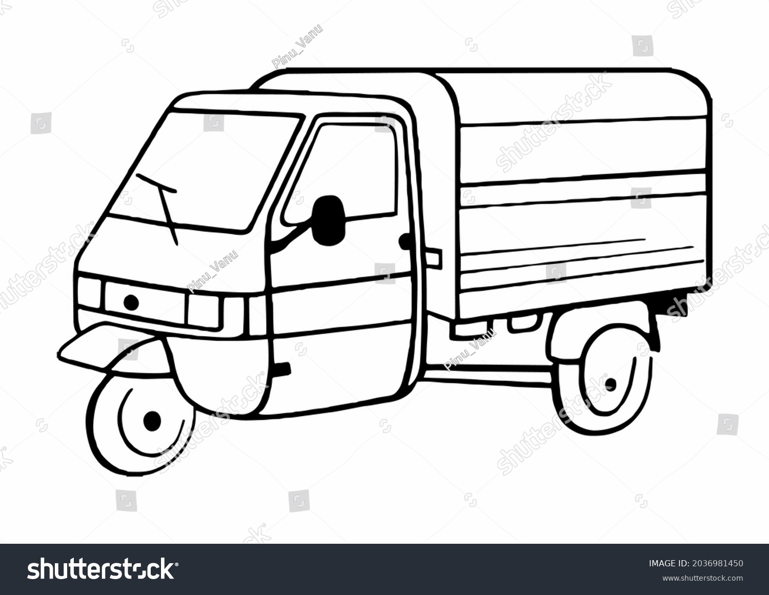 Auto Rickshaw Tuktuk Transport Sketch Engraving Stock Vector (Royalty ...