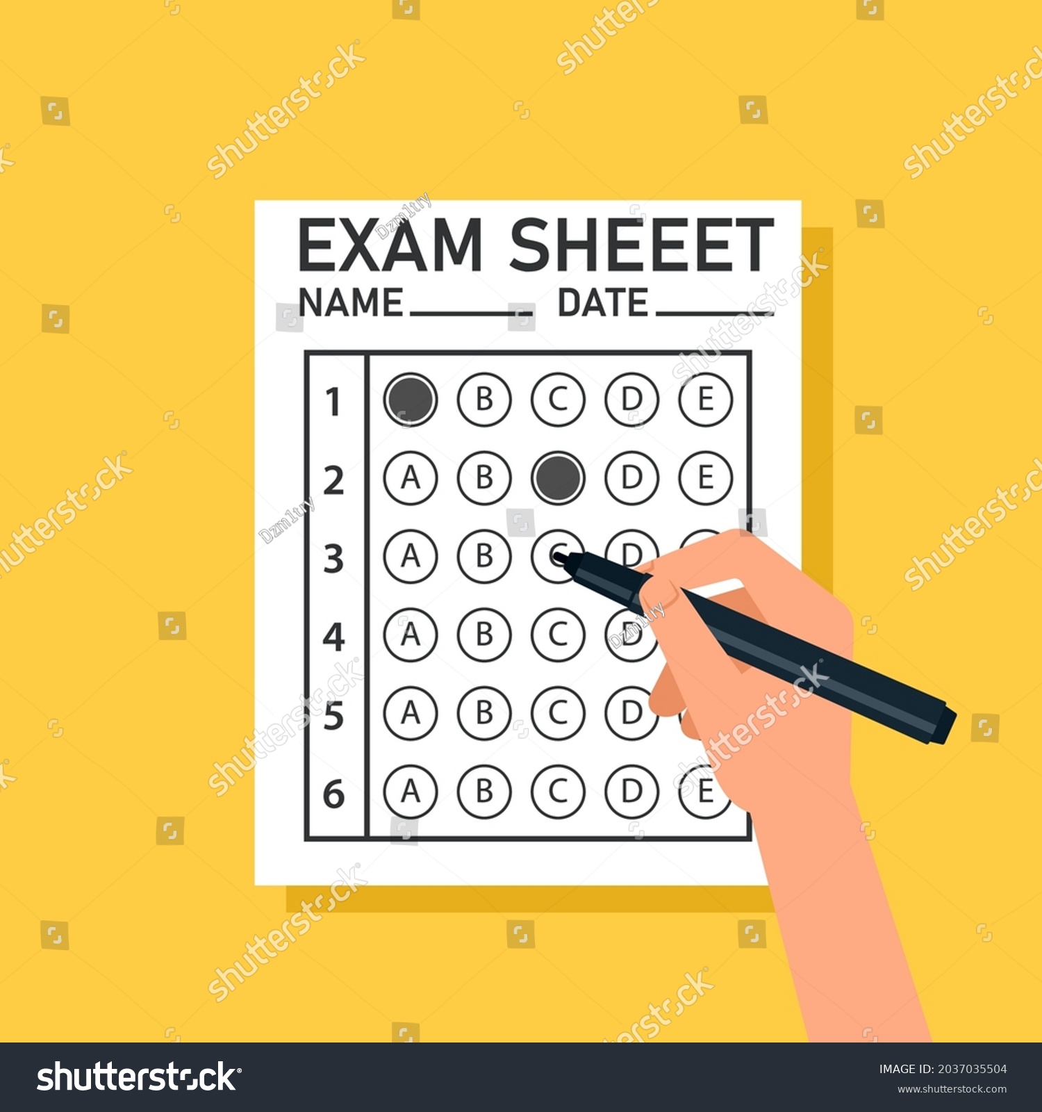 Filling Exam Sheet Illustration Clipart Image Stock Vector (Royalty ...