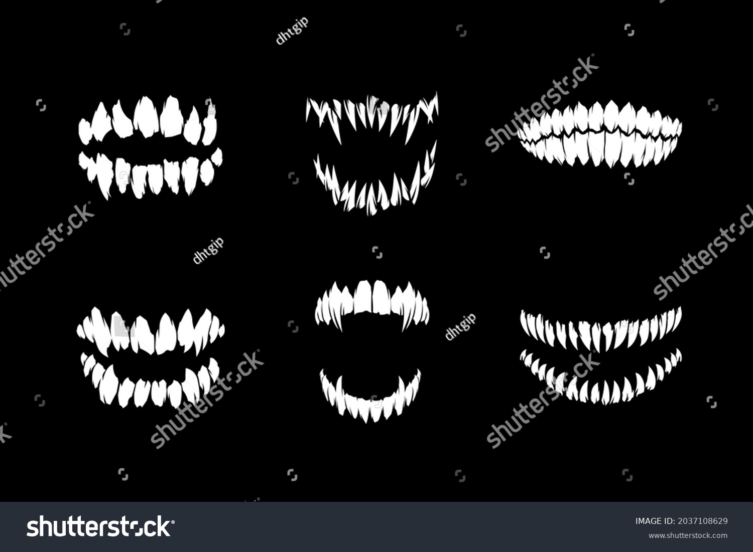 Horror Monster Vampire Zombie Fangs Teeth Stock Vector (Royalty Free ...