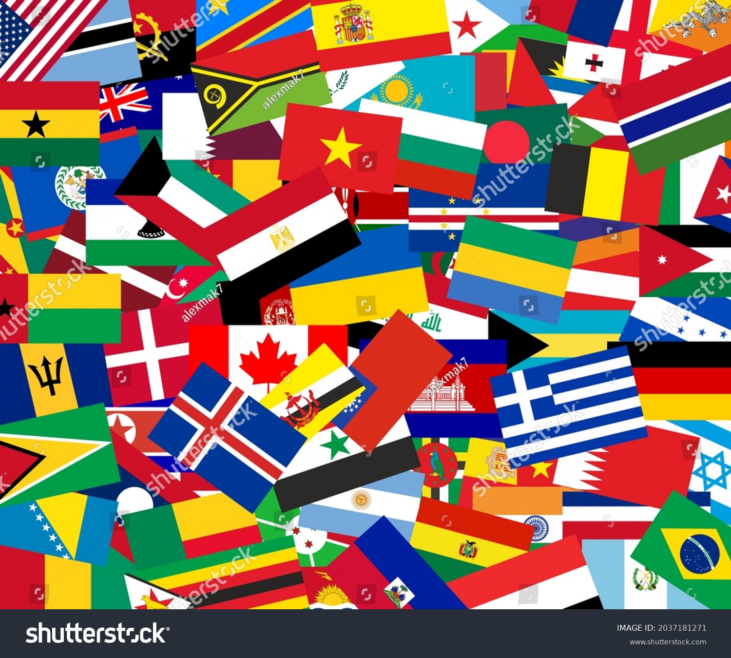 International Flags Pile Many Flags Countries Stock Illustration ...