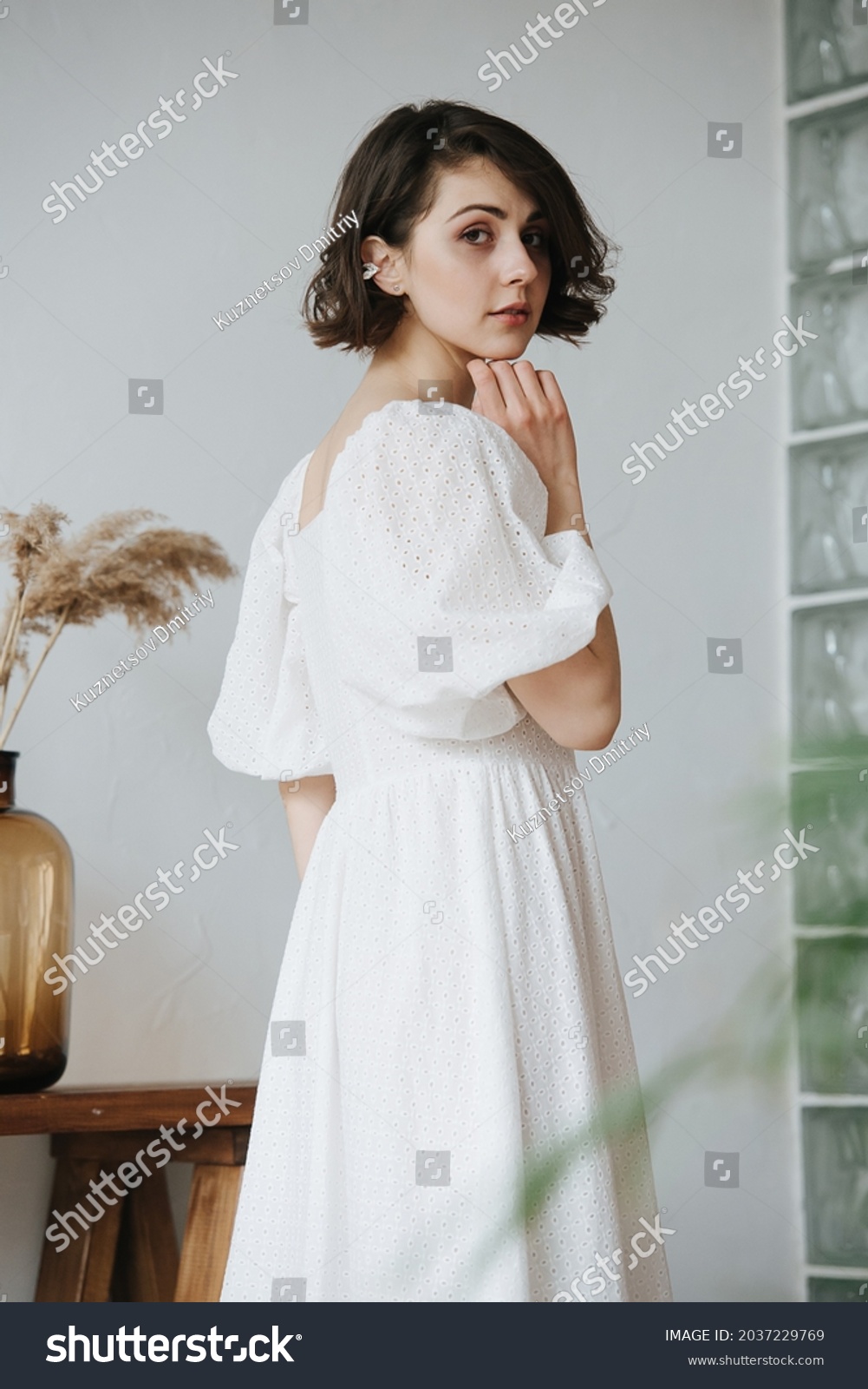 Turning Back Sensual Shy Woman White Stock Photo 2037229769 | Shutterstock