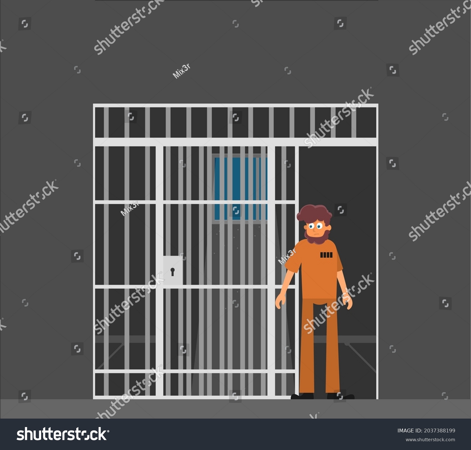 Prisoner Flat Vector Illustration Prison Cell Stock Vector (royalty 