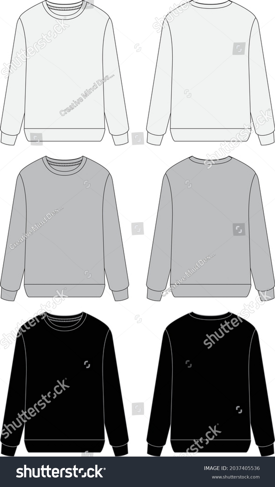 Sweater Editable Fashion Flat Templates Stock Vector (Royalty Free ...