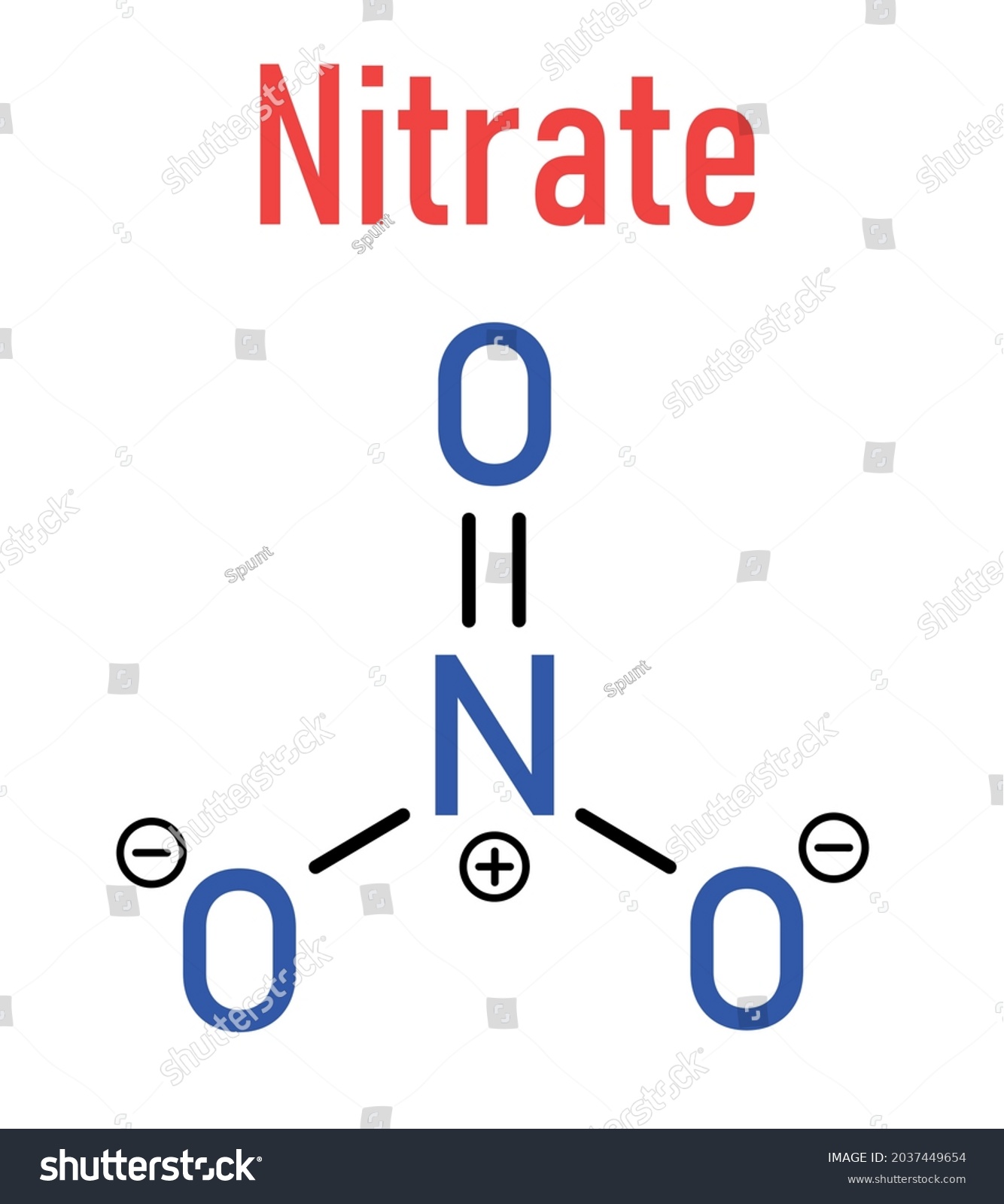 Nitrate Anion Chemical Structure Skeletal Formula Stock Vector Royalty Free 2037449654 4092