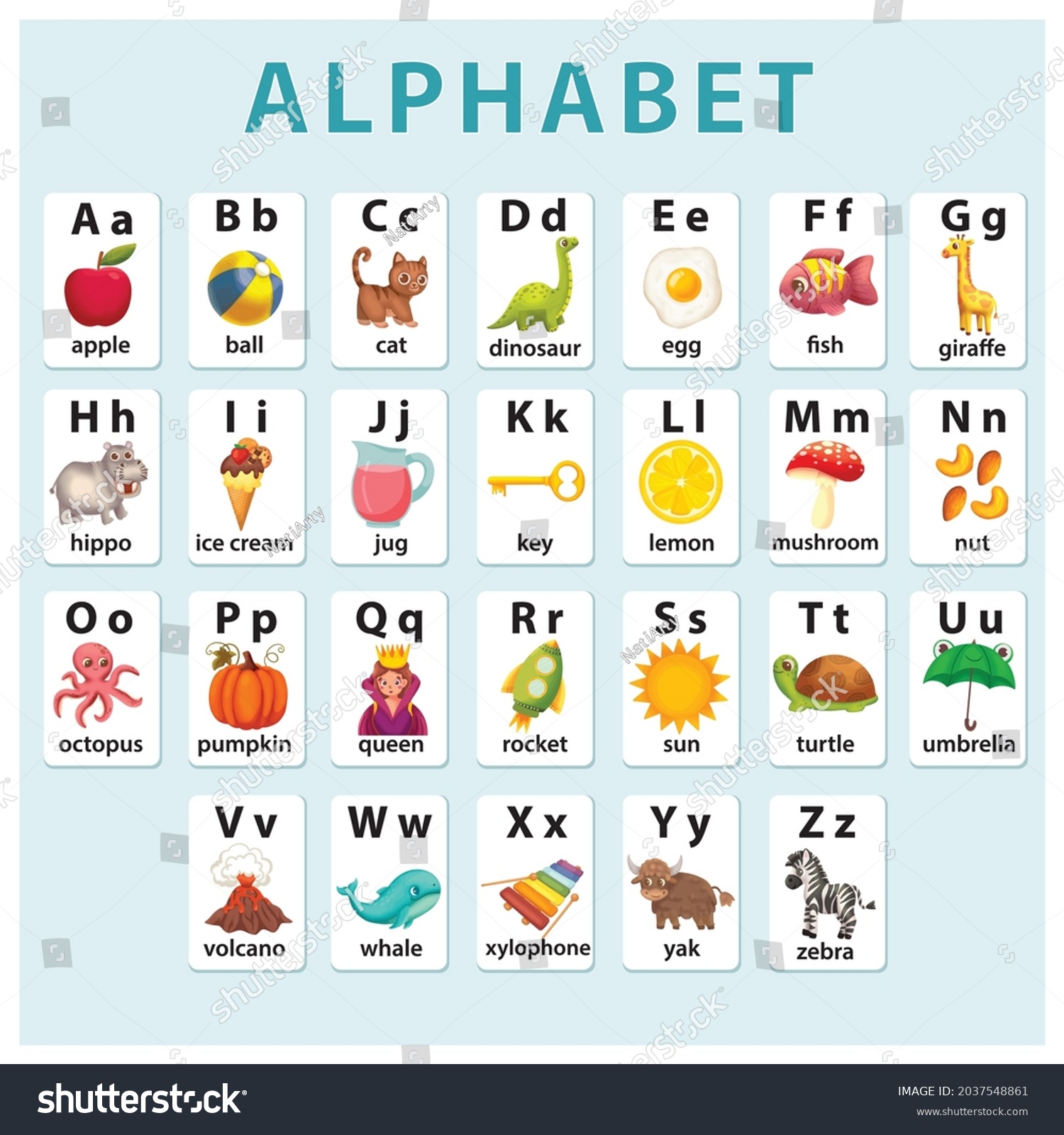 English Vocabulary Alphabet Flash Card Vector Stock Vector (Royalty ...