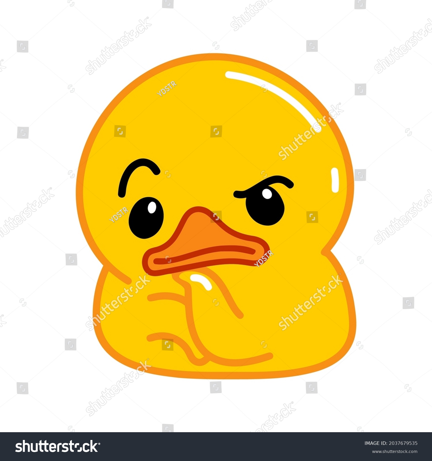 Confused Expression Cute Yellow Duck Isolated Stock Vector (Royalty ...