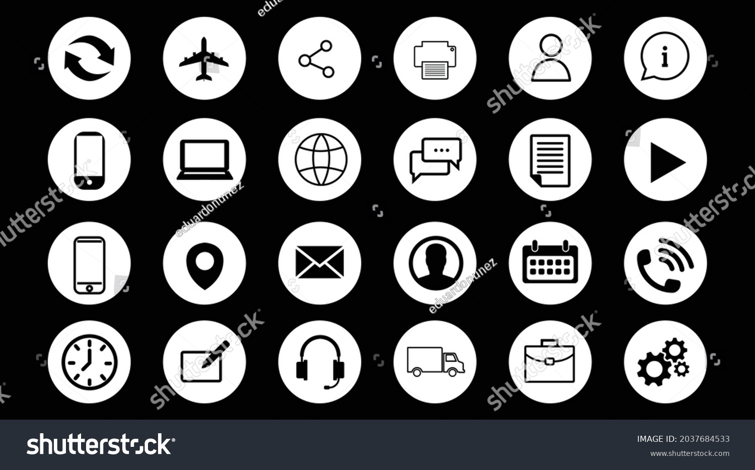 Contact Icon Set Black White Illustration Stock Vector (Royalty Free ...