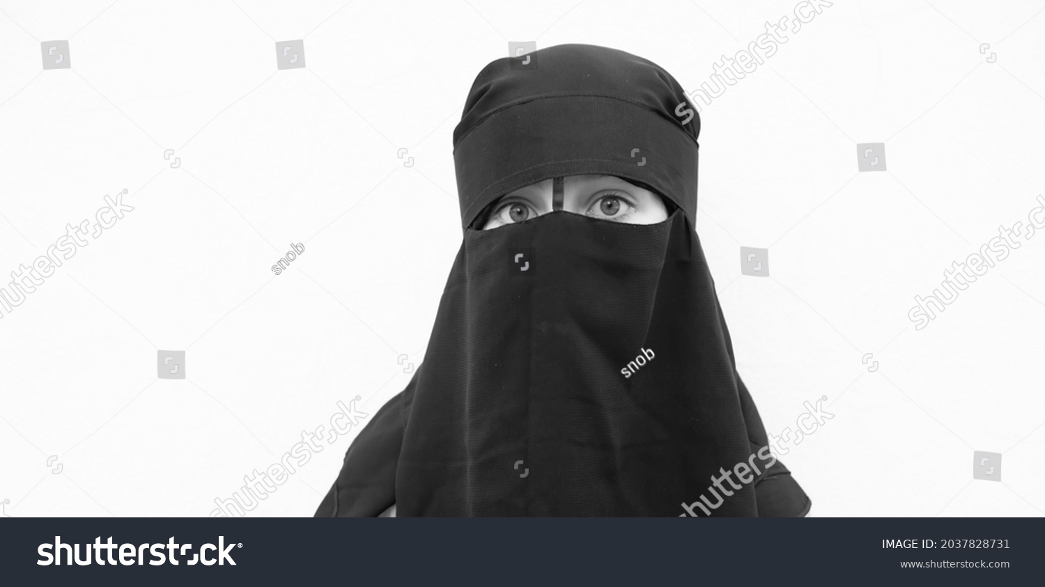 Little Girl Niqab Looks Fear Surprise Stock Photo 2037828731 