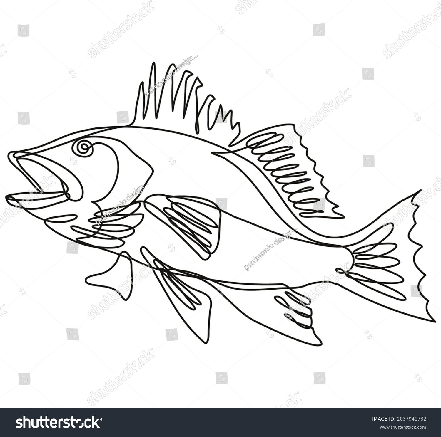 Continuous Line Drawing Illustration Largemouth Bass Stock Vector ...