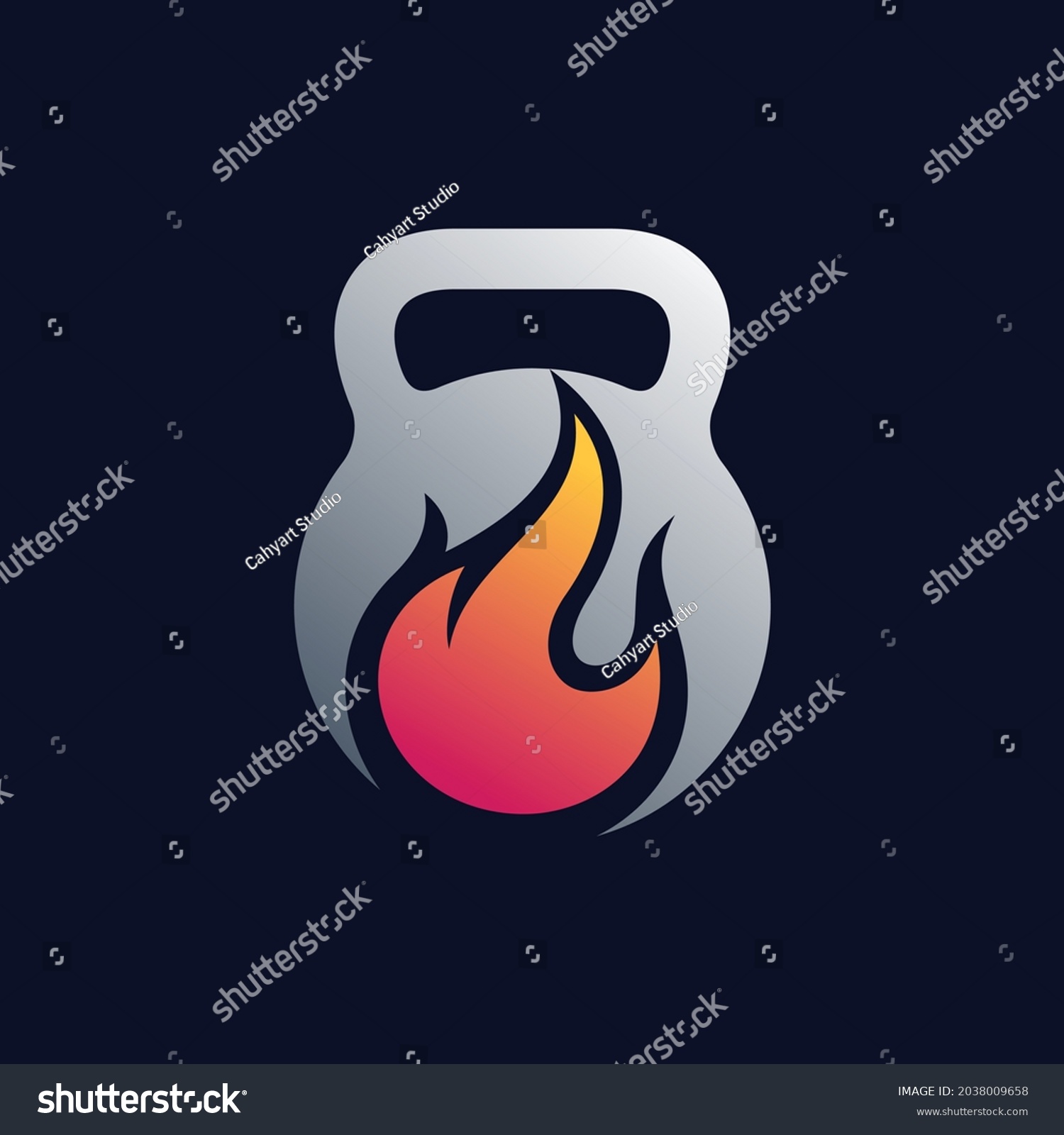 Kettlebell Logo Fire Concept Stock Vector (Royalty Free) 2038009658 ...