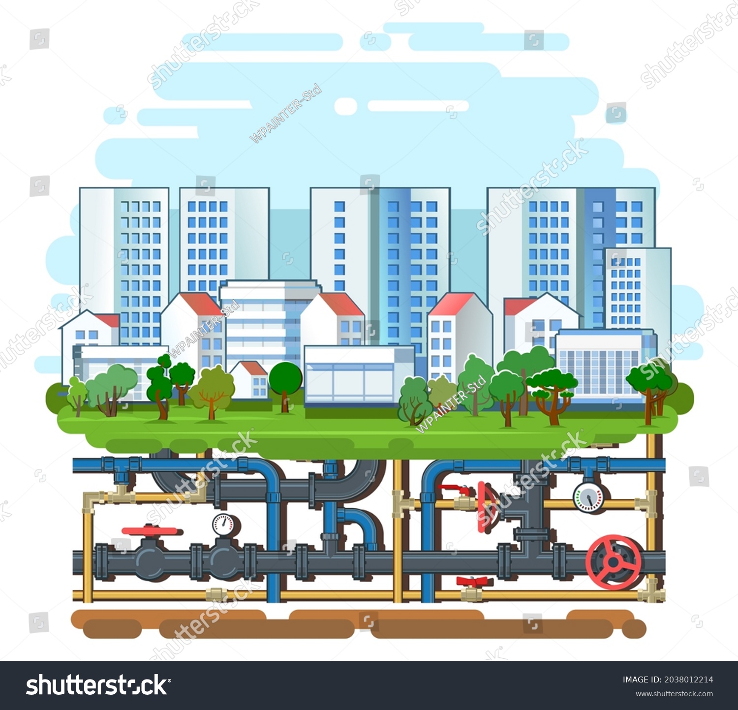 Pipeline Various Purposes Underground Part System Stock Vector (Royalty ...