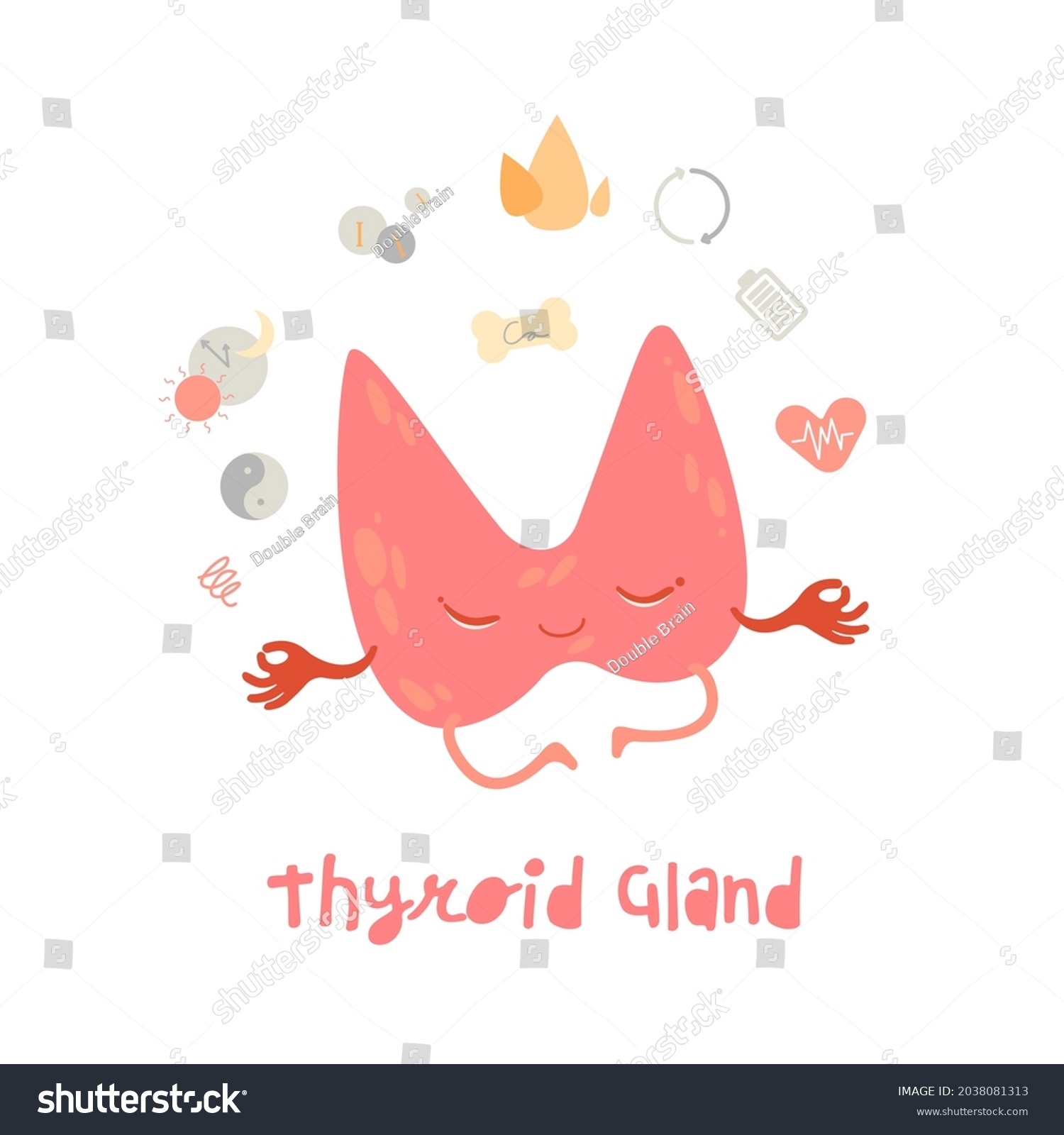 Healthy Thyroid Gland Cartoon Character Trendy Stock Vector (Royalty ...