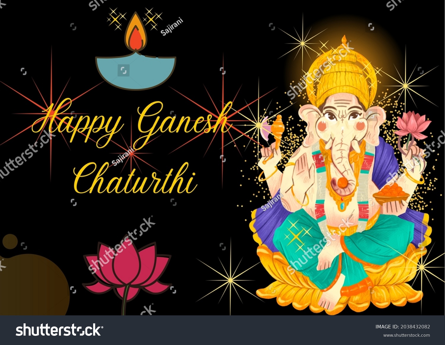 Happy Ganesh Chaturthi Greetings Wishes Lord Stock Illustration ...