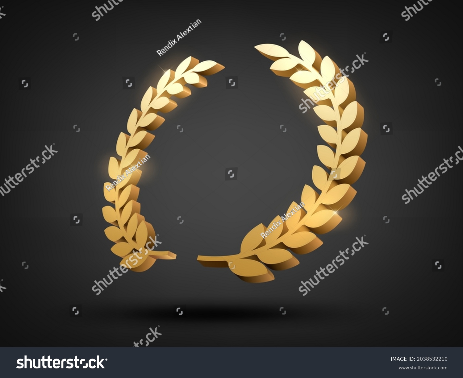 Gold Laurel Wreath 3d Award Perspective Stock Vector (Royalty Free ...