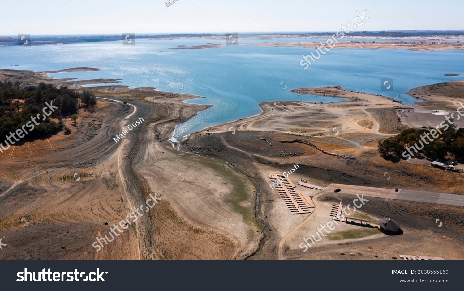 Aerial View Severe Drought Conditions Folsom Stock Photo 2038555169 ...