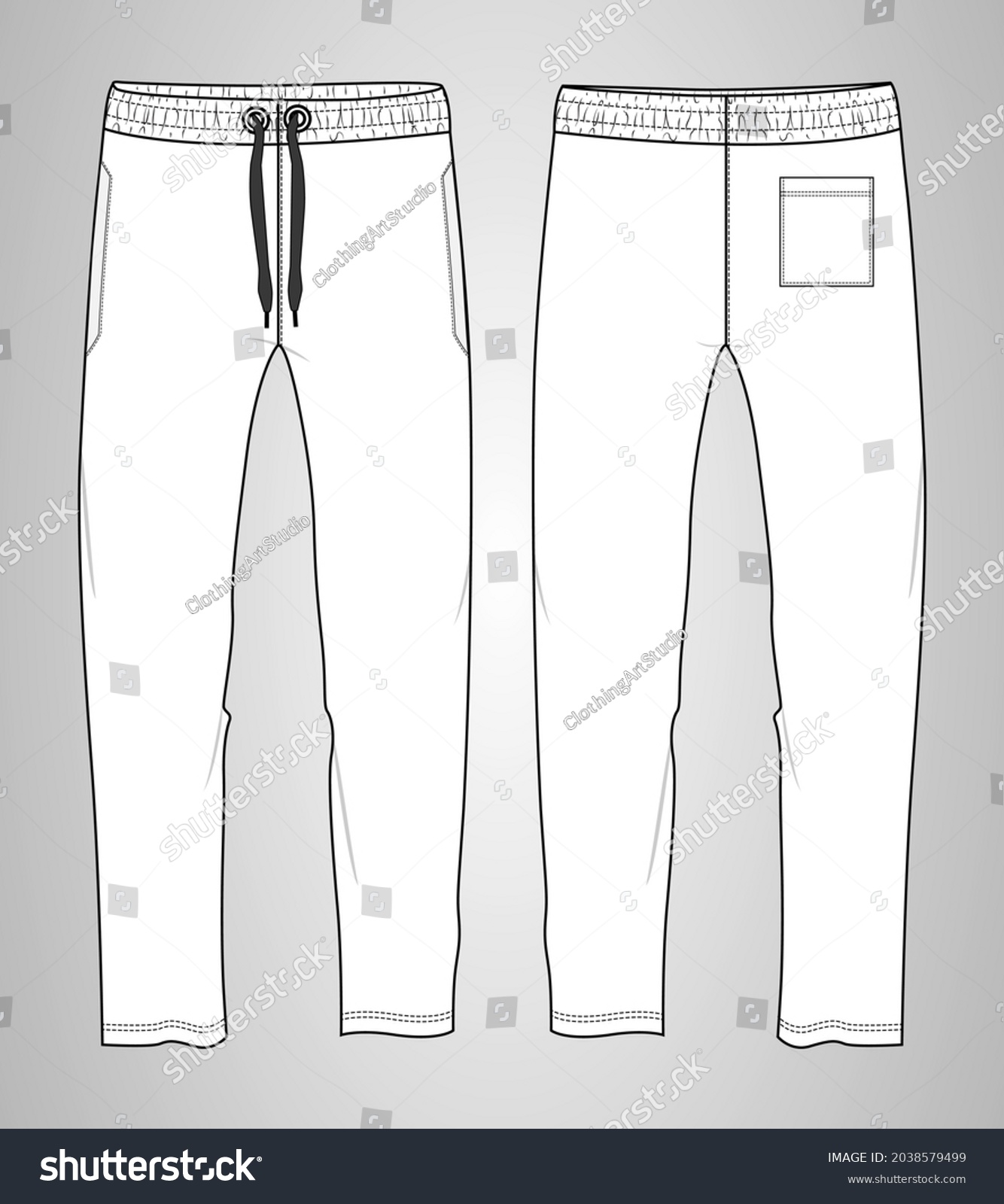 Sweatpants Vector Illustration Drawing Technical Fashion Stock Vector ...