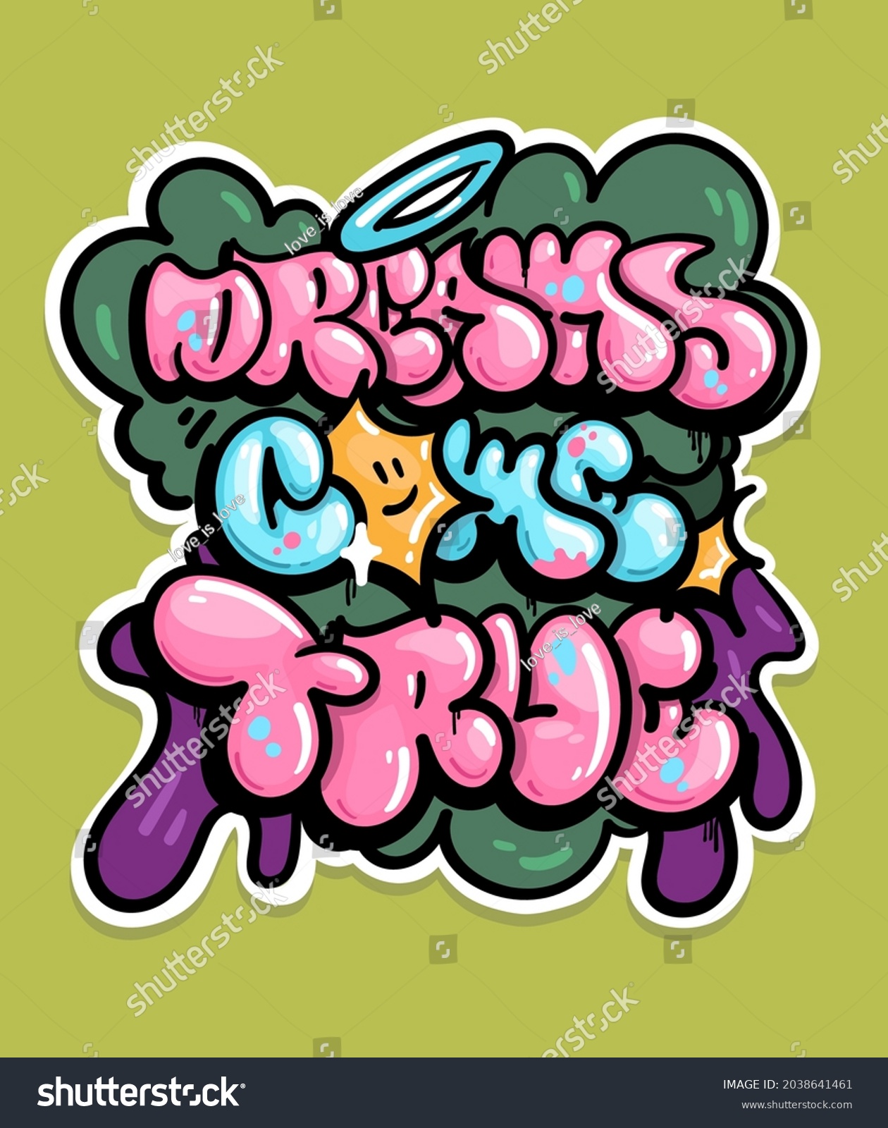 Dreams Come True Lettering Vector Illustration Stock Vector (Royalty ...