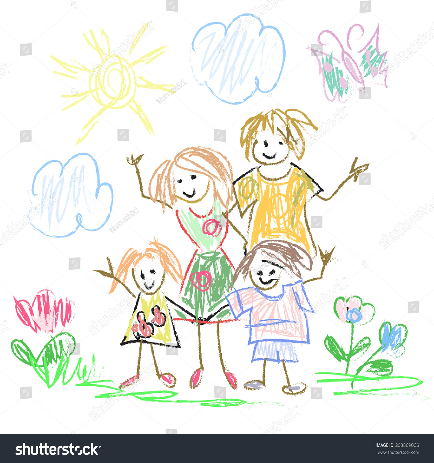 Childish Family Doodles Stock Vector (Royalty Free) 203869066 ...