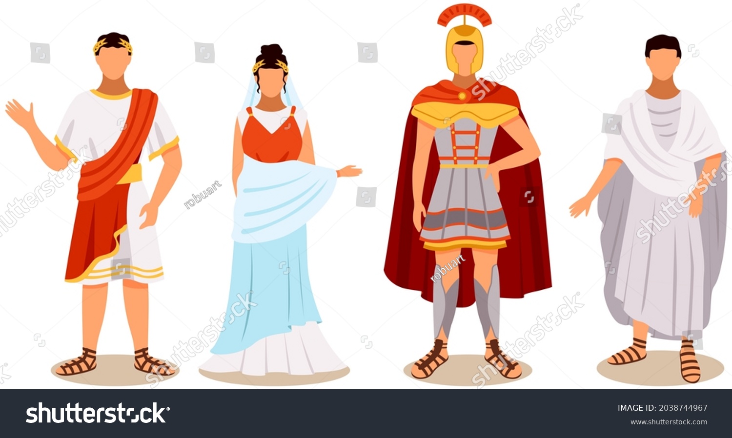 Citizens Ancient Rome Traditional Costumes Set Stock Vector (Royalty ...