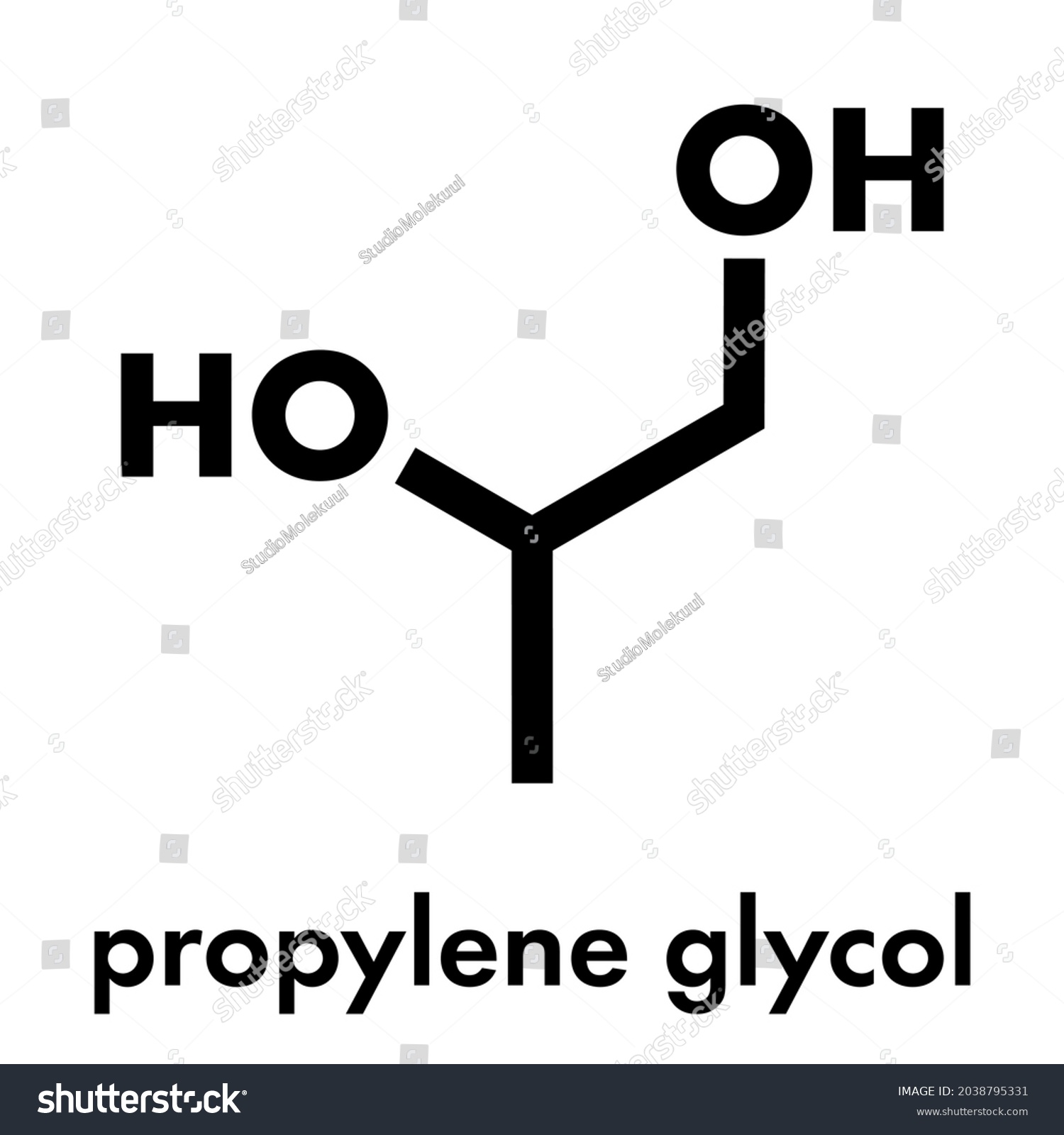 Propylene Glycol 12propanediol Molecule Used Solvent Stock Vector ...